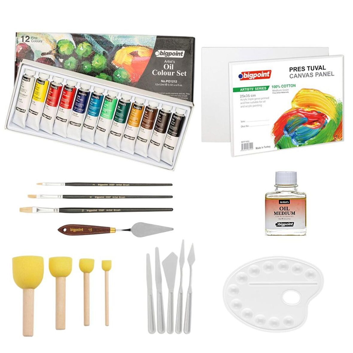 Bigpoint Yağlı Boya Profesyonel Seti 12 ml Tüp x 12 Renk