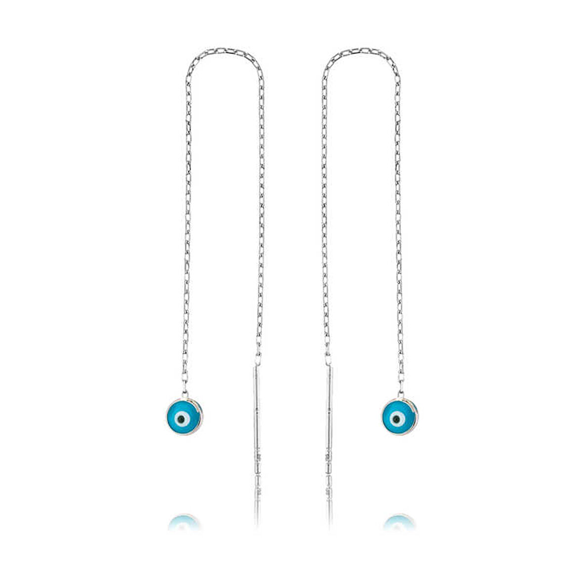 925 Ayar Gümüş Nazar Zincirli Küpe