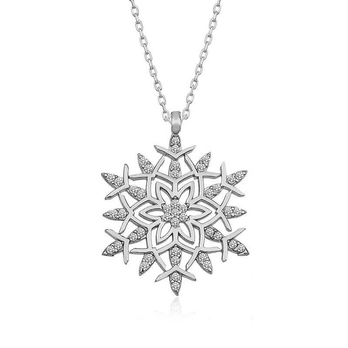 925 Ayar Gümüş Kar Tanesi Kadın Gümüş Kolye