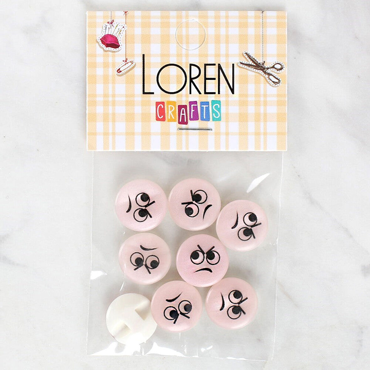 Loren Crafts 8'li Kızgın Yüz Düğme - 1021