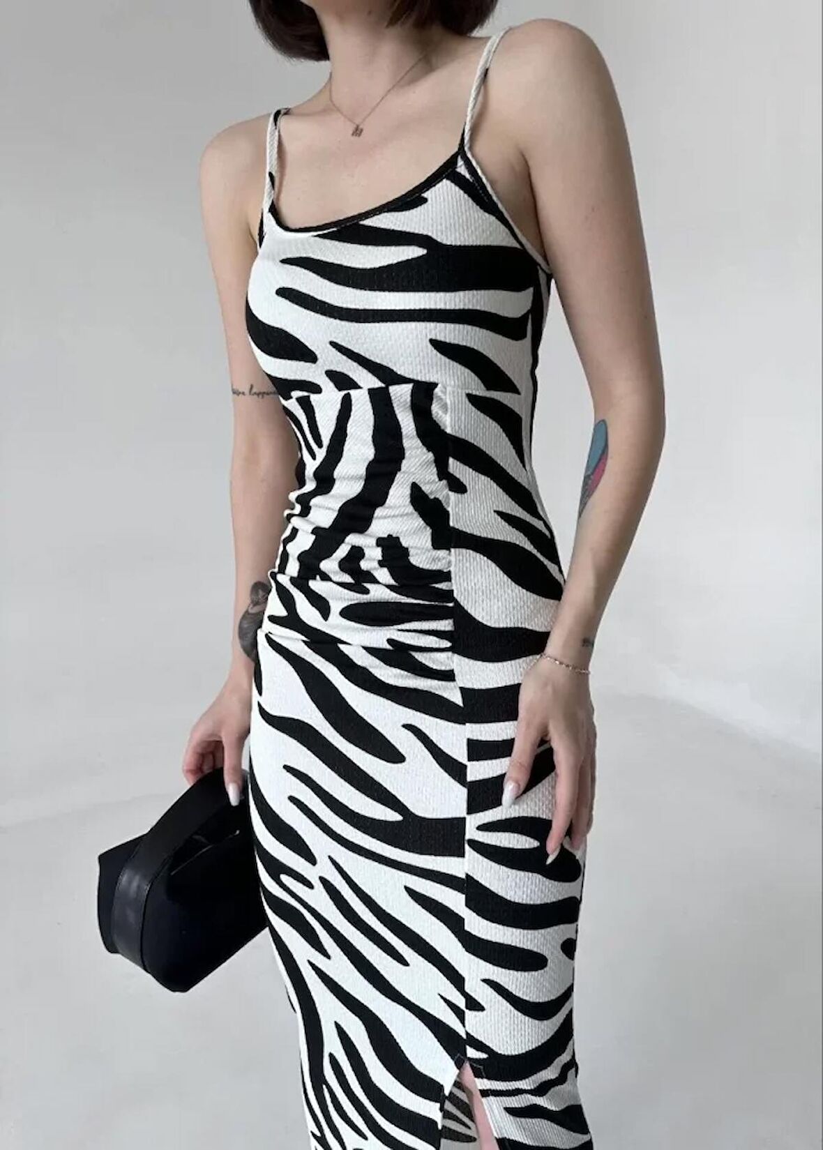 Buyers Butik Leopar Desenlı Elbise - Beyaz