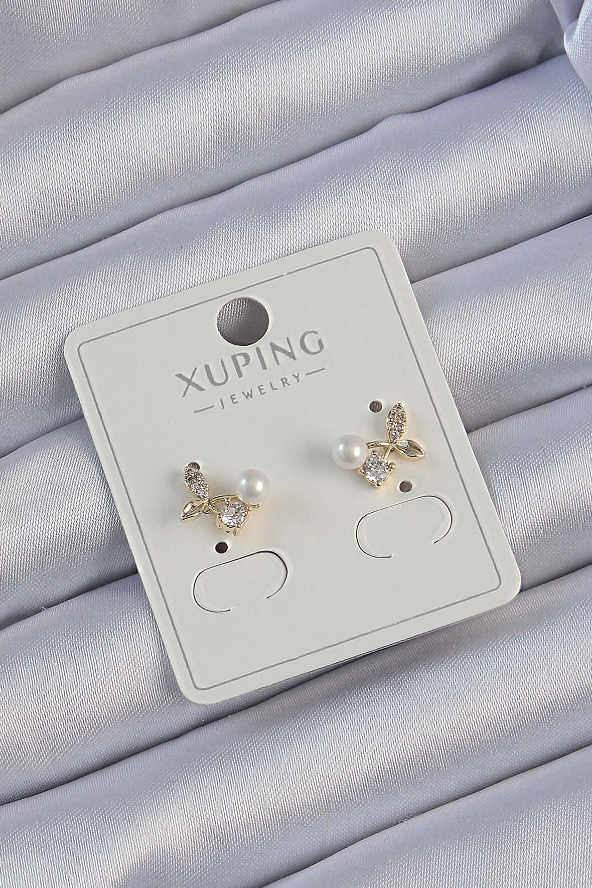 Buyers Butik Xuping Gold Renk Zirkon Taşlı İncili Kiraz Küpe
