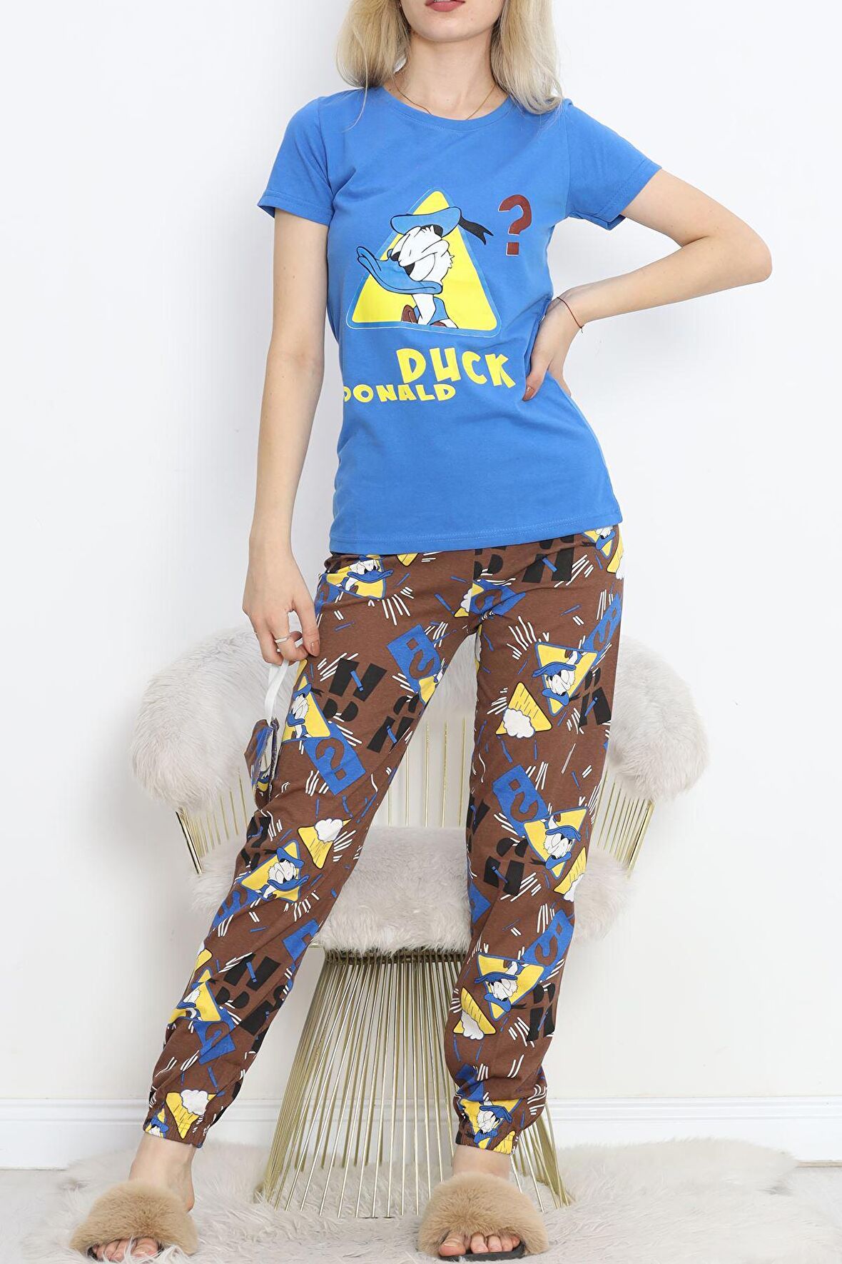 Buyers Butik Paça Lastikli Pijama Takımı Mavi - 18736.1567.