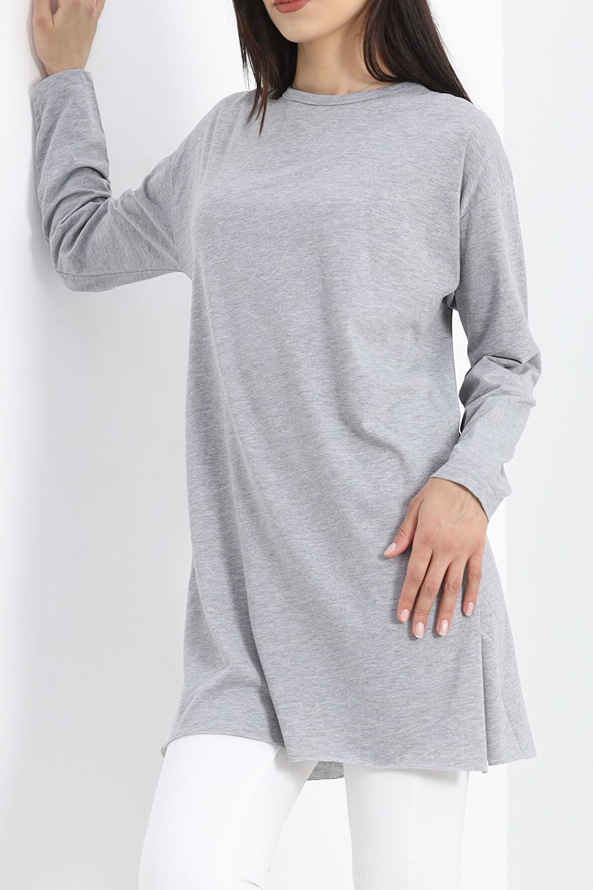 Buyers Butik Yan Yırtmaçlı Suprem Tunik Gri - 20215.1567.