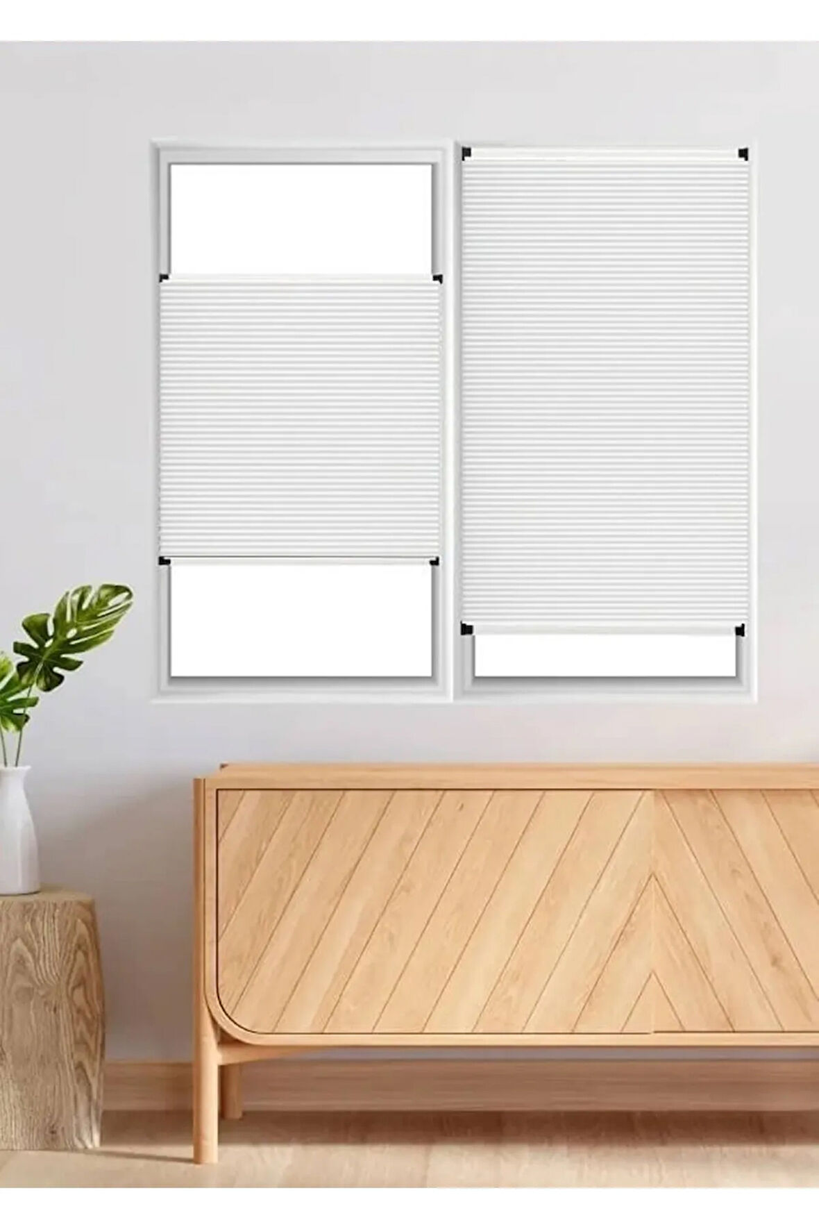 Beyaz Plise Perde Katlanır Cam Balkon Perdesi - Ofis Perdesi - Mutfak Perdesi