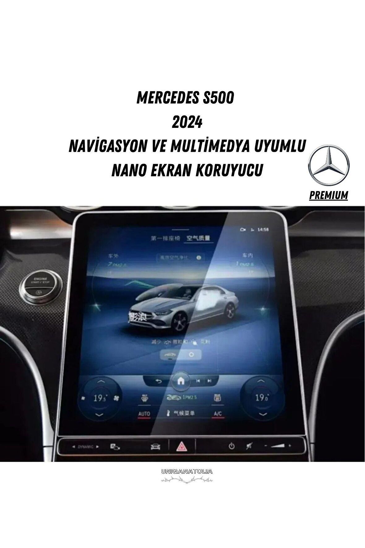 Mercedes S500 2024 Navigasyon ve Multimedya Uyumlu Premium Nano Ekran Koruyucu