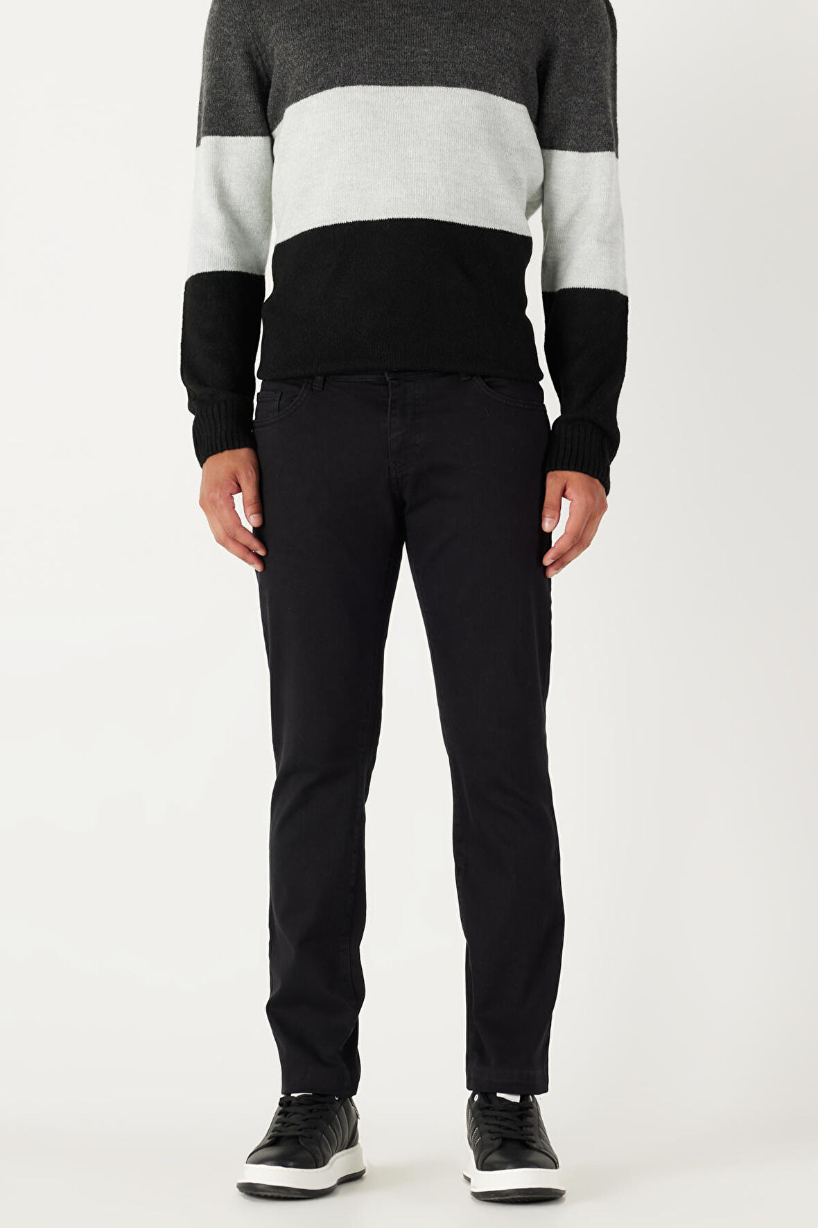 Erkek Siyah 360 Derece Her Yöne Esneyen Slim Fit Dar Kesim Pamuklu Rahat Pantolon