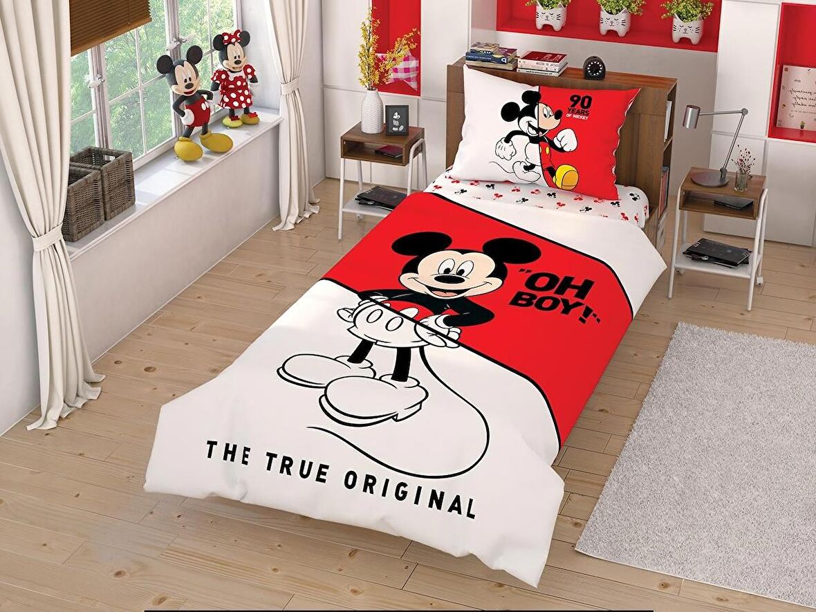 Taç Lisanslı Mickey Çek Canlandır Tek Kişilik Nevresim Takımı