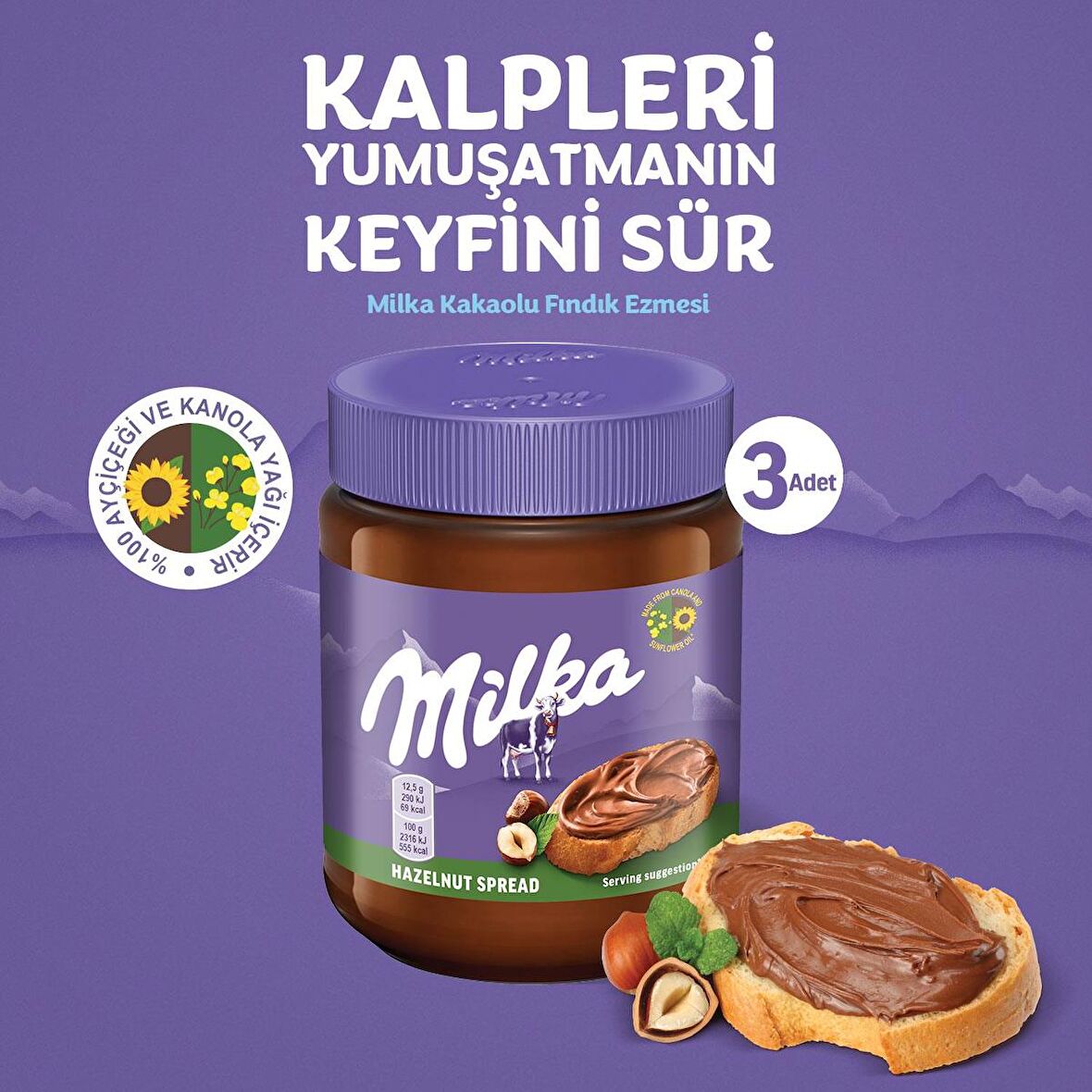 Milka Kakaolu Fındık Kreması 350 gr - 3 Adet