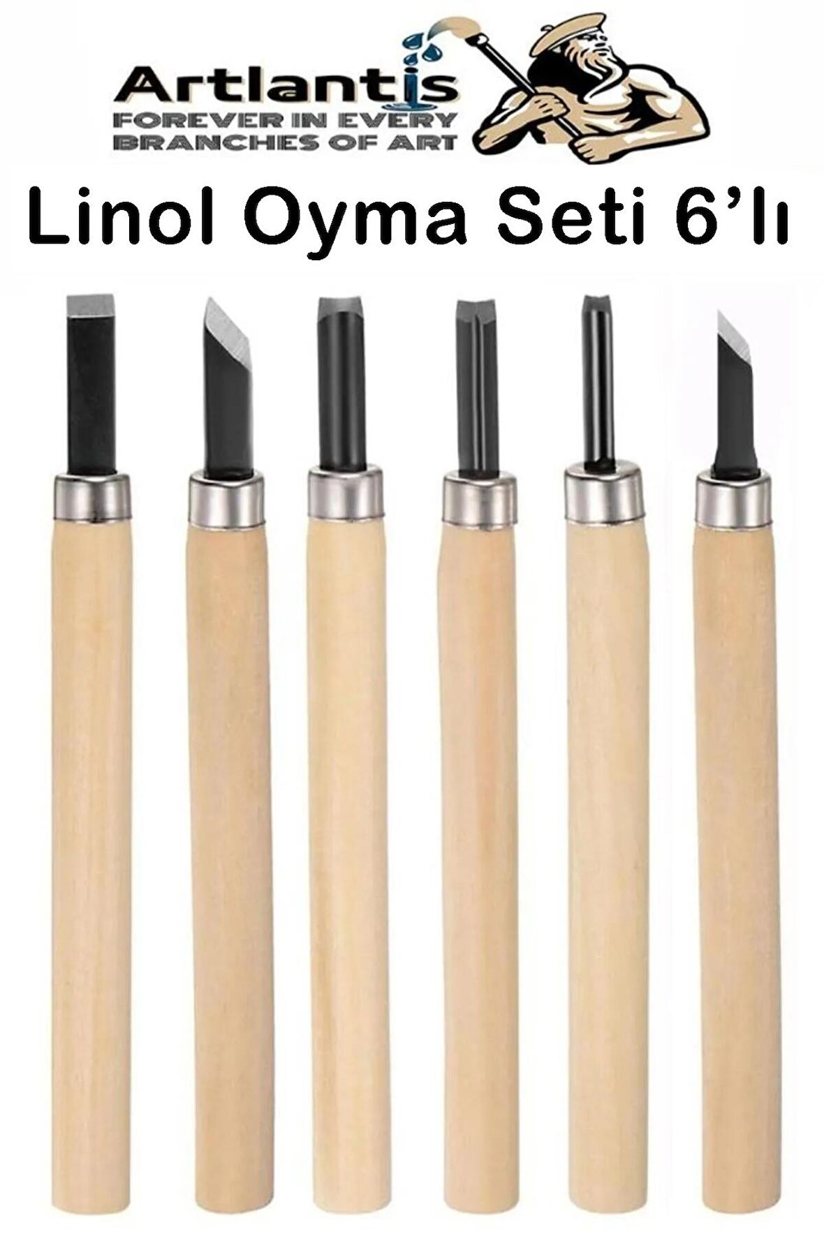 Linol Oyma Seti 6 Parça 1 Paket Linol Oyma Kesme Bıçak Seti 6 Bıçaklı Linolyum Baskı Ahşap Saplı
