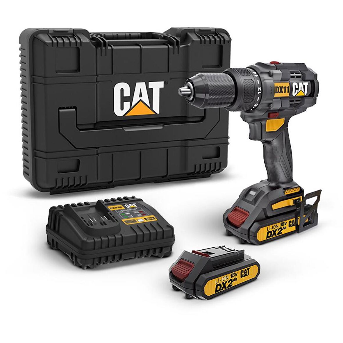 CAT DX11 18Volt/2.0Ah Li-ion Çift Akülü Kömürsüz Profesyonel Şarjlı Matkap