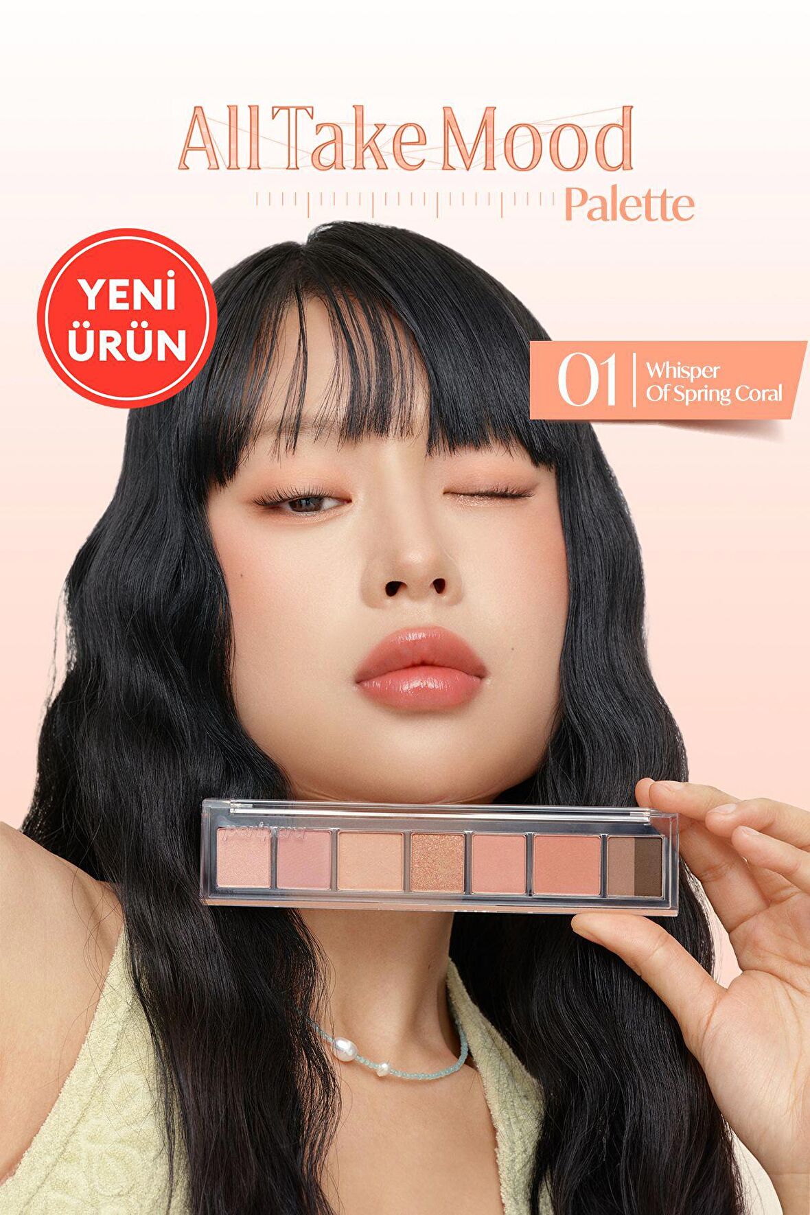 Yoğun Pigmentli 5 Farklı Dokulu Far Paleti Peripera All Take Mood Palette (#001WhisperOfSpringCoral)