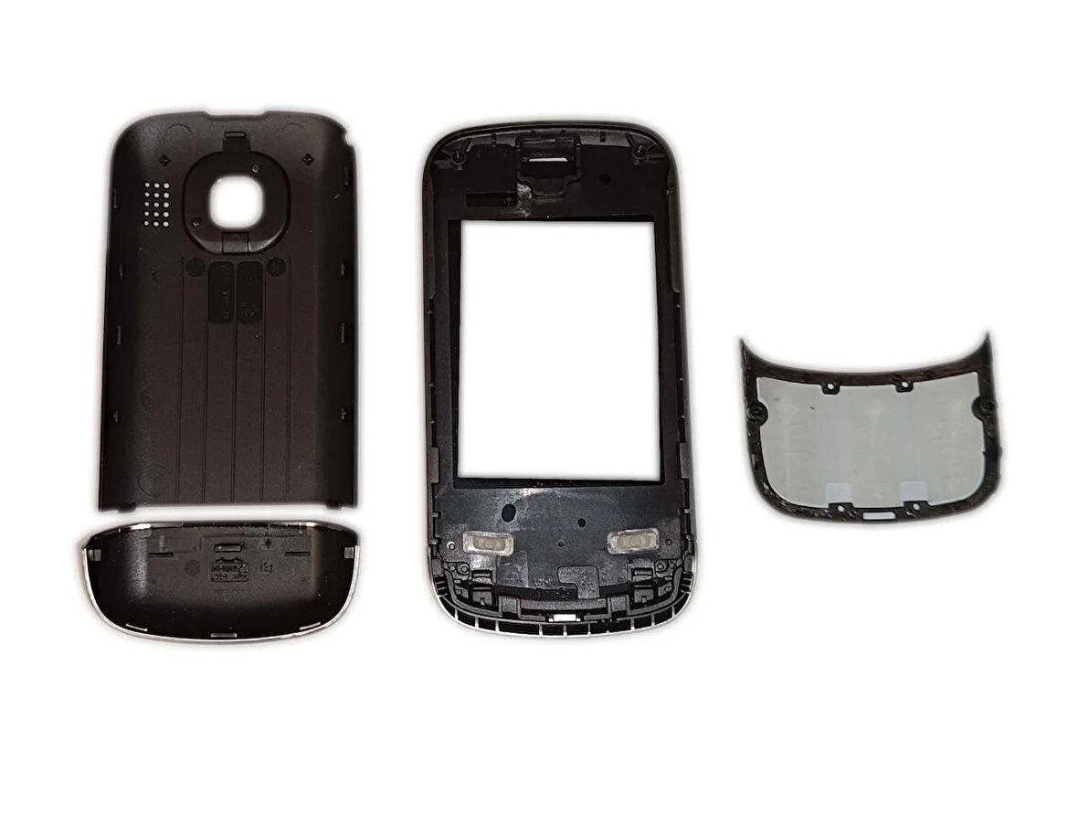 Nokia C2-02  Kapak Nokia C2-02  uyumlu Siyah ön Kapak Arka Kapak ve Tuş Takımı