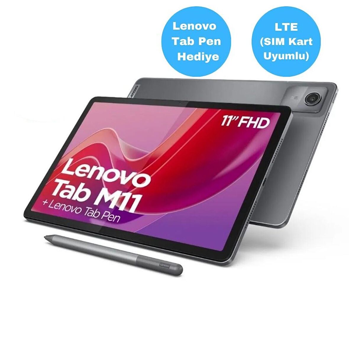 Lenovo Tab M11 TB330XU 11" 4GB 128GB WUXGA Wifi + LTE Tablet ZADB0231TR Lenovo Tab Pen Hediyeli (Sim Kart Uyumlu)