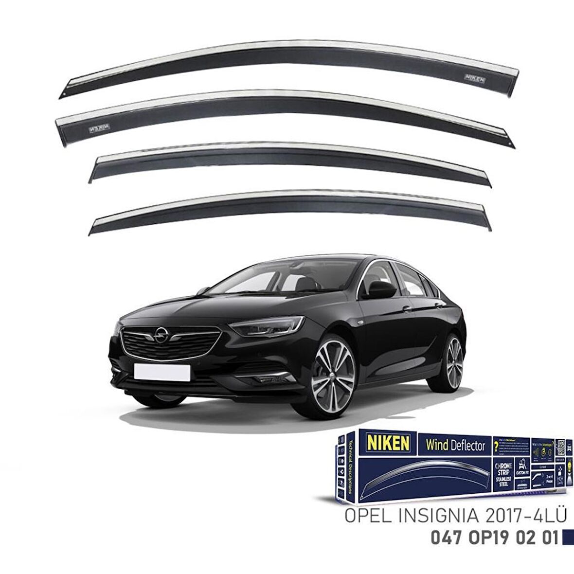 Opel Insignia Niken Kromlu Cam Rüzgarlığı 4lü Set 2017 ve Üstü