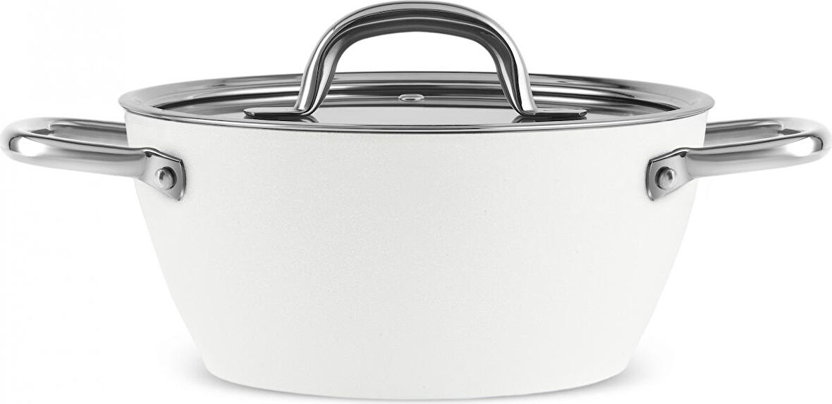 Karaca x Refika Birgül Swiss Crystal Metal Kulplu Tencere 20 Cm Creamy