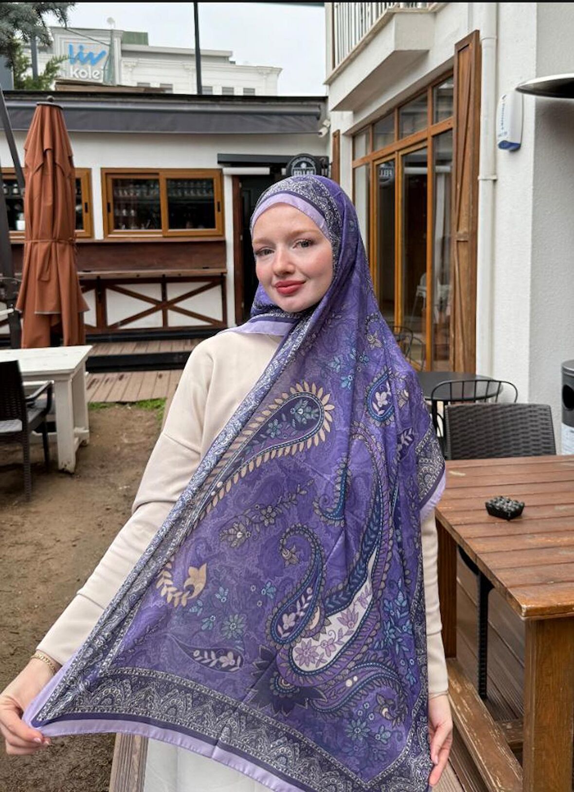 Kamer Scarf Modal Soft Serisi Etnik Desen Şal Lila