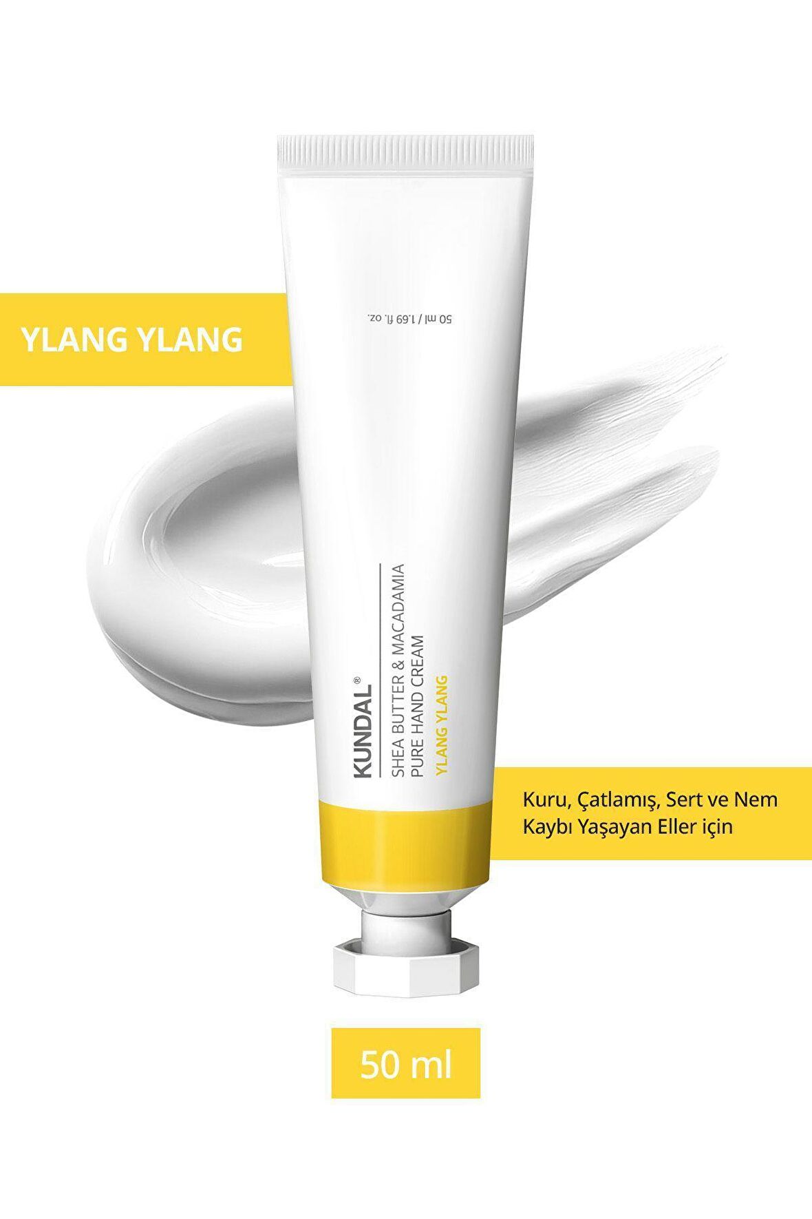Yoğun Nem Veren Besleyici El Kremi Kundal Shea Butter & Macadamia Pure Hand Cream 50ml (Ylang Ylang)