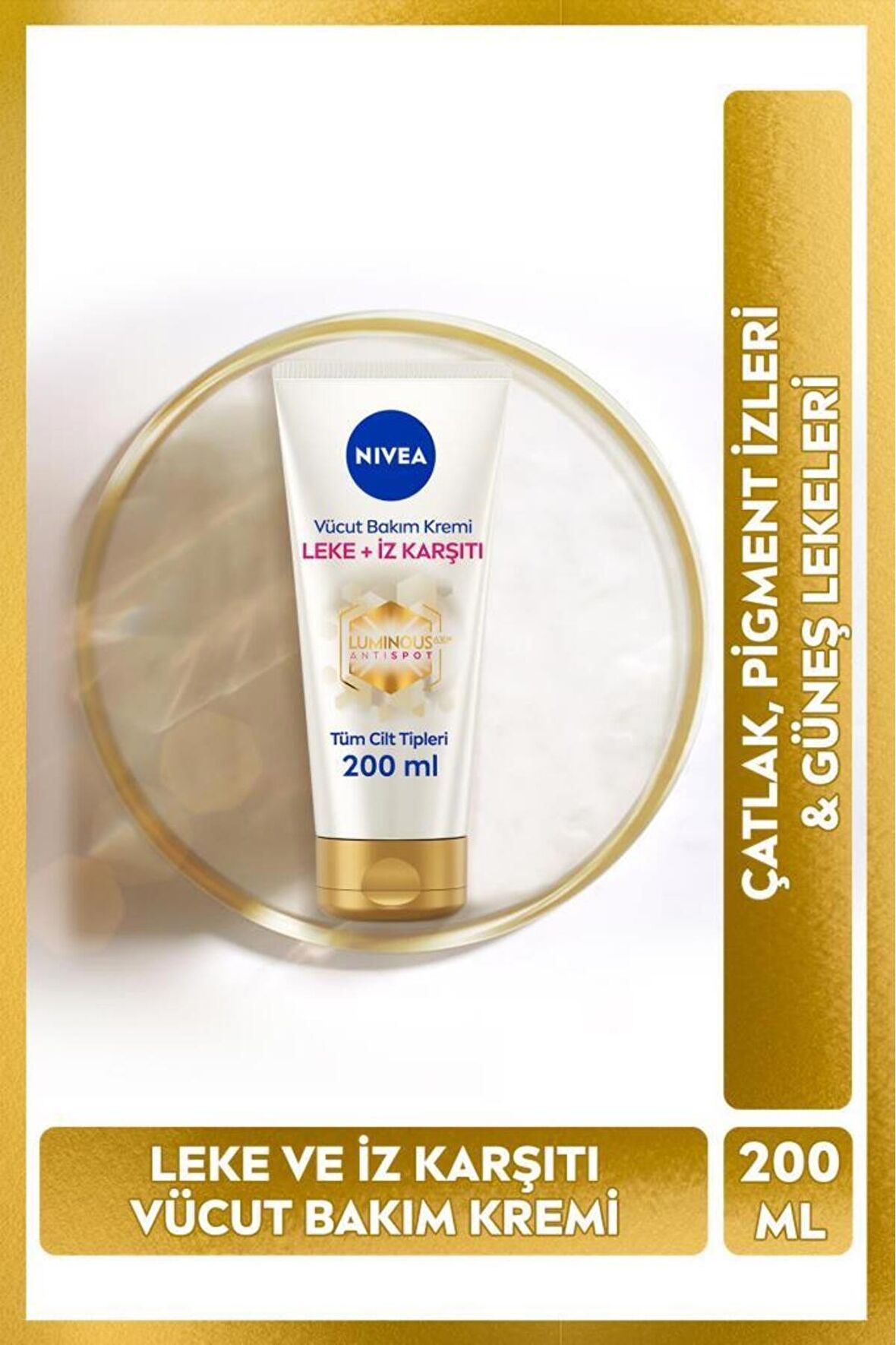 Nivea Luminous630 Leke Ve İz Karşıtı Vücut Bakım Kremi 200ml, Çatlak Ve Güneş Lekesi, 48 Saat Nemlendirici