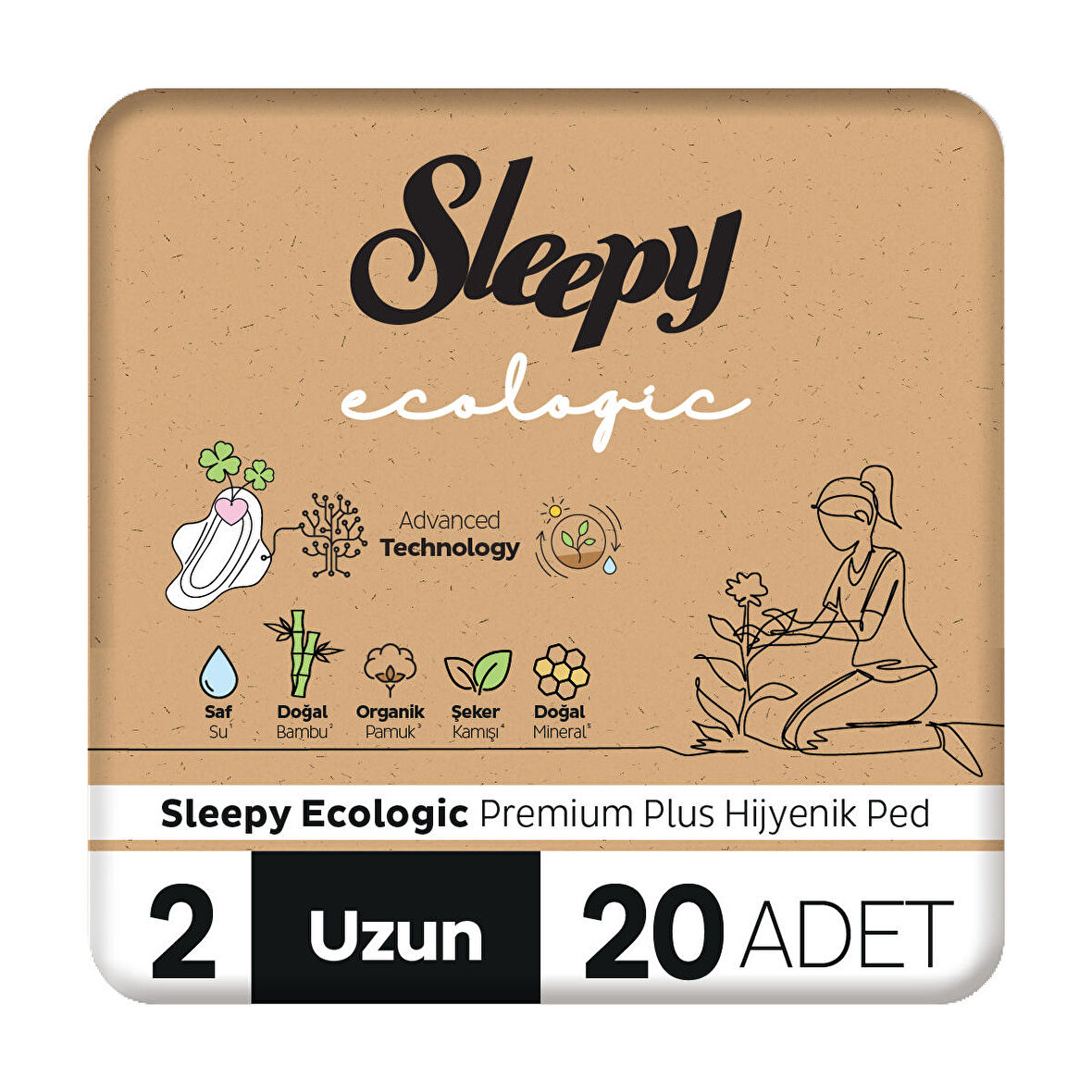 Sleepy Ecologic Premium Plus Uzun Hijyenik Ped 20 Adet