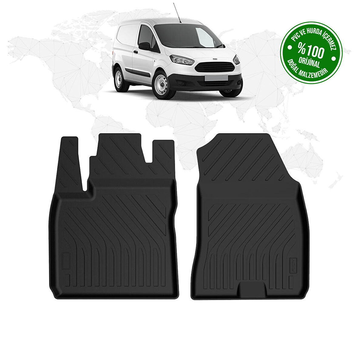 Ford Courier Panelvan 4D Havuzlu Paspas (Ön 2 Parça) 2014 - 2023 Model