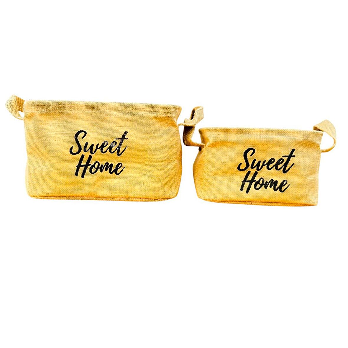 BİTKİ TASARIMI SWEET HOME JÜT HASIR EV DÜZENLEYİCİ MUTFAK BANYO SALON SEPETİ KATLANIR SIVI KORUMALI İKİLİ SET O-K