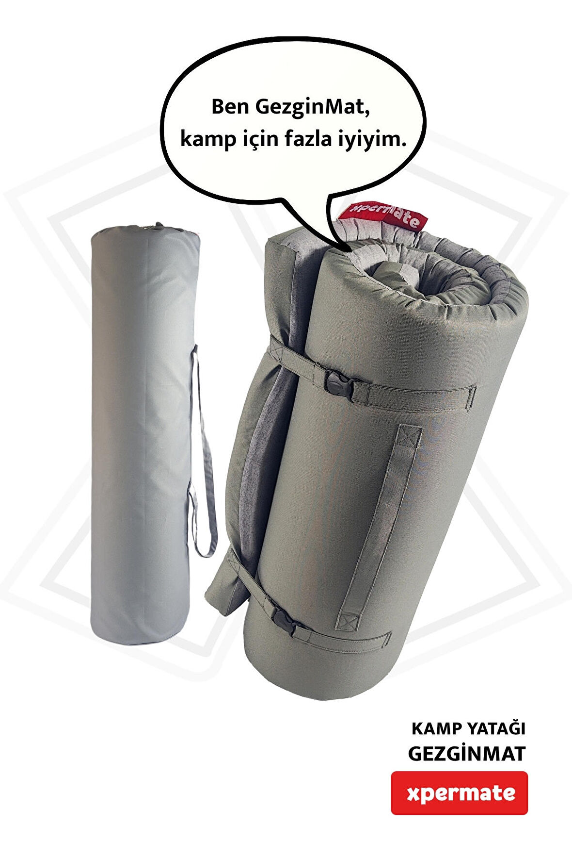 XPERMATE GezginMat Kamp Yatağı Çift kişilik Taşıma Çantalı Kamp Minderi Çadır Matı Su itici Kumaş 120x180x6cm