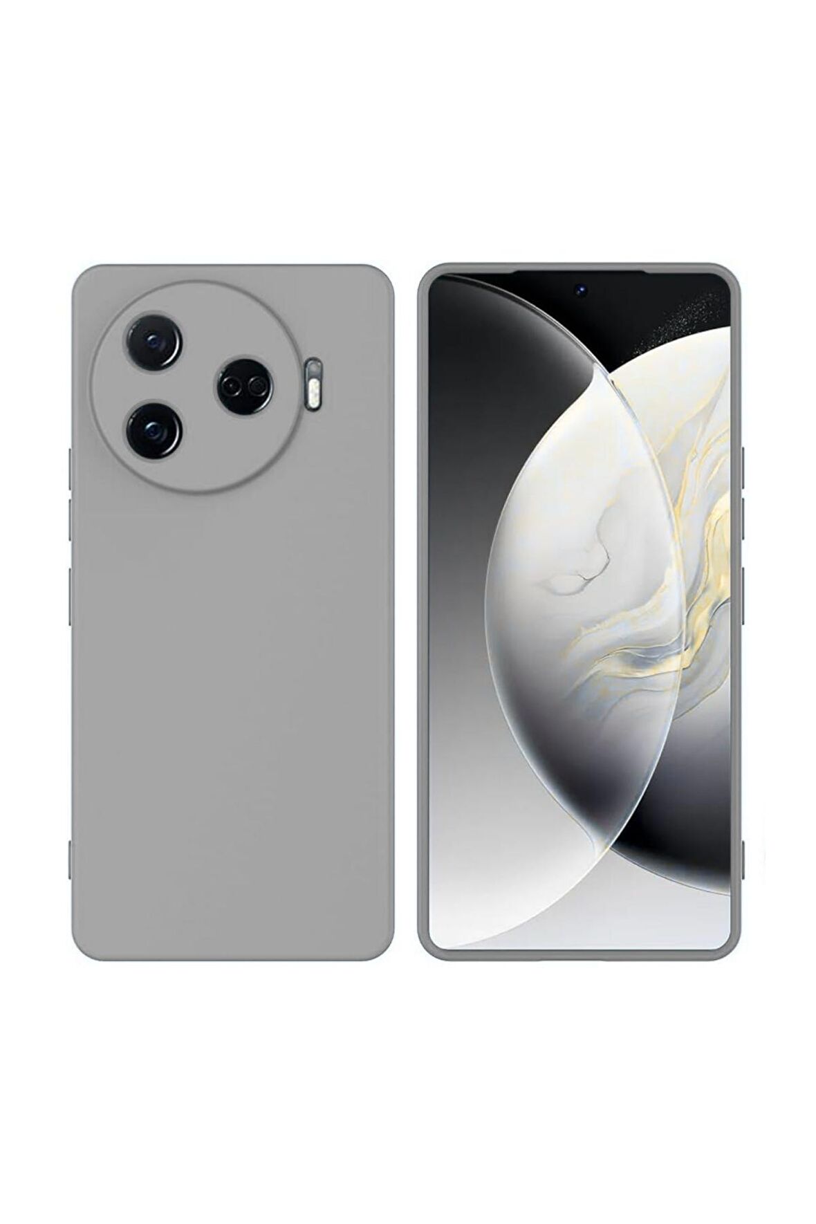 Tecno Camon 30 Pro CL8 Uyumlu Silikon Kılıf - Kamera Korumalı Esnek Pastel Renk Kapak - Gri