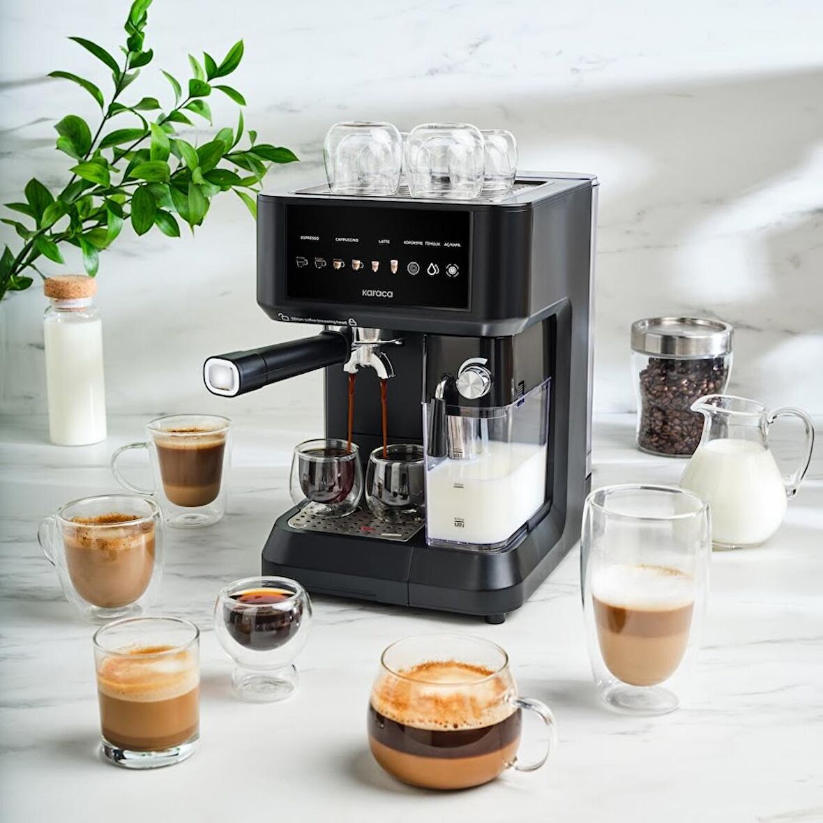 Karaca MyCaffe Barista S10 Entegre Süt Hazneli Otomatik Espresso Latte ve Cappuccino Mak. MatteBlack