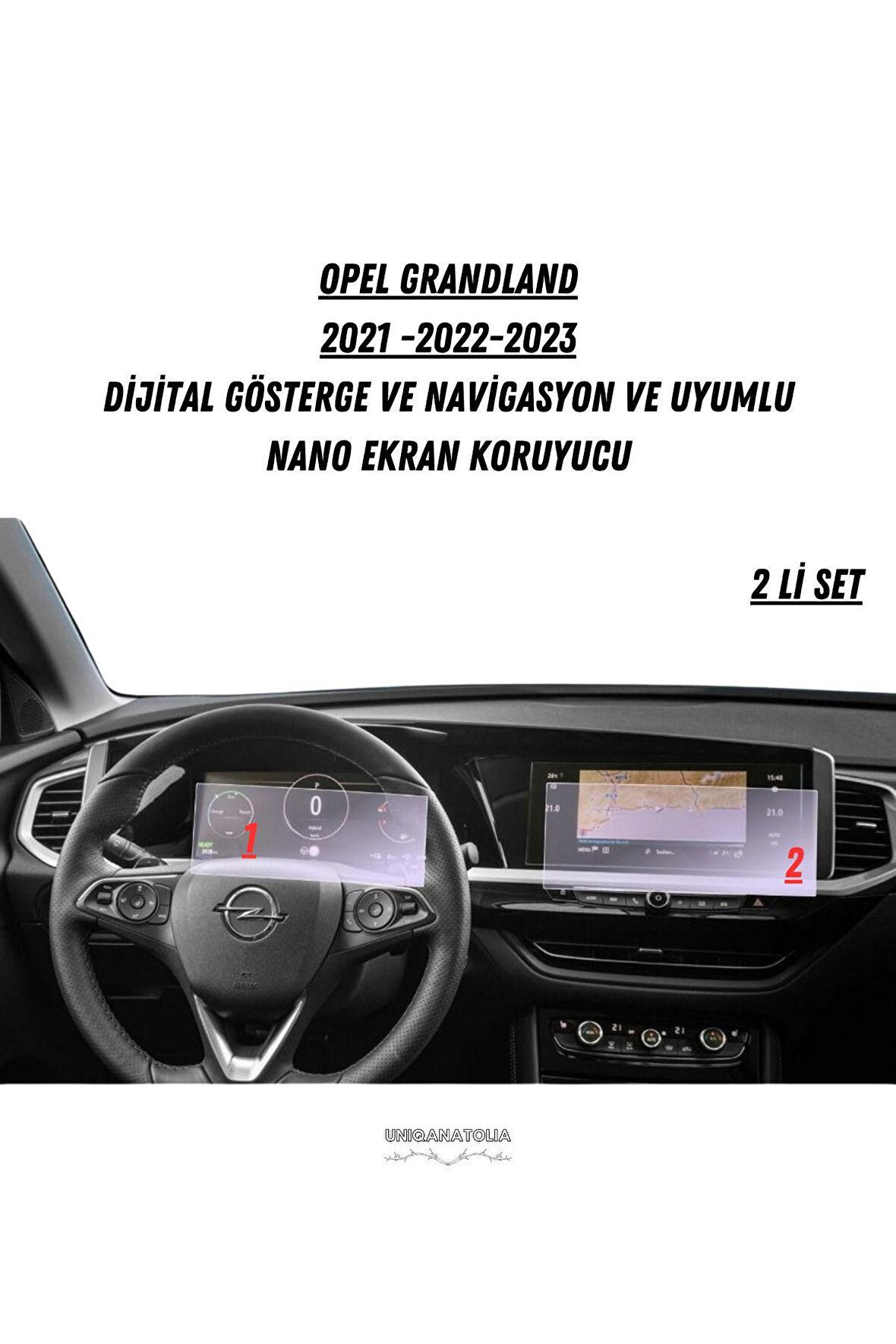 Opel Grandland 2021 2022 2023 Hayalet Gösterge ve Multimedya Uyumlu Nano Ekran Koruyucu