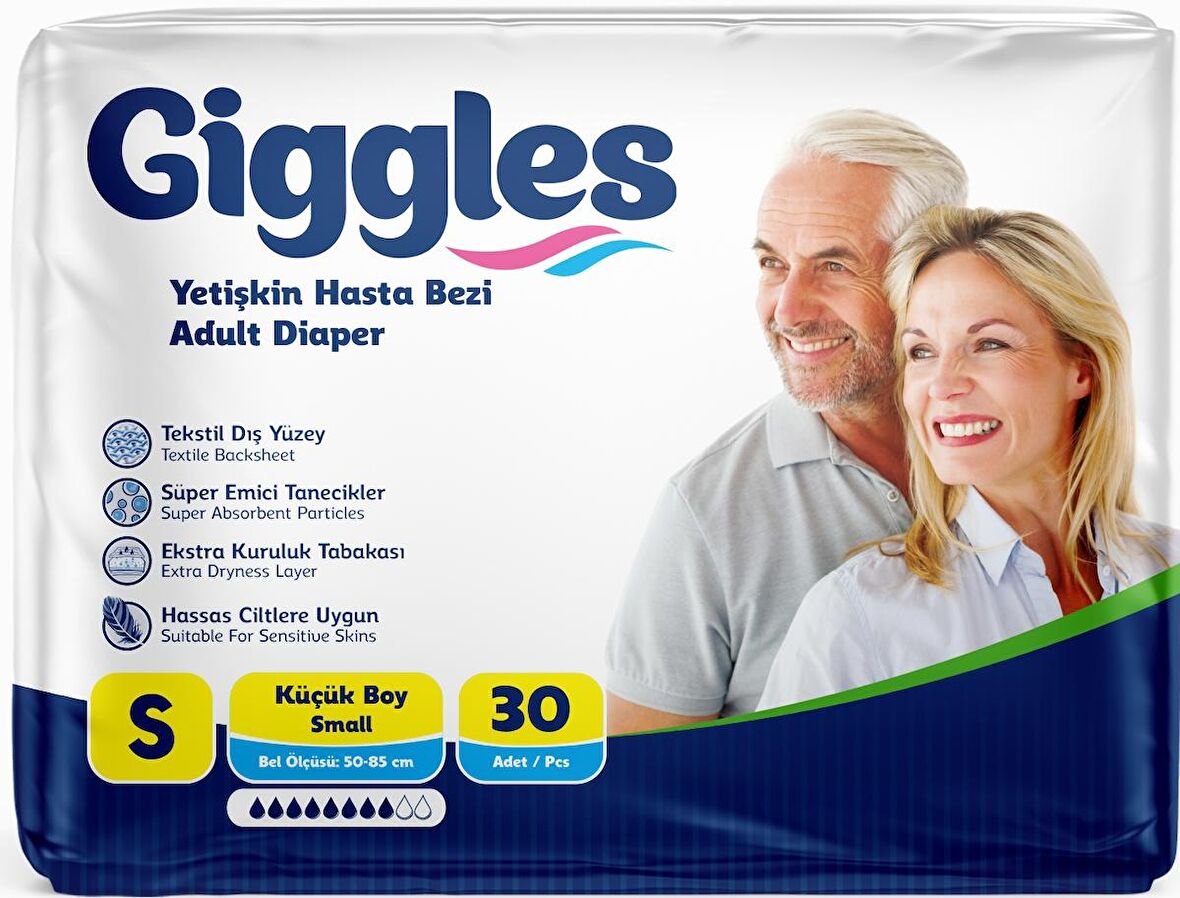 Giggles Hasta Bezi Yetişkin Bel Bantlı Tekstil Yüzey Küçük - Small (S) 30 Adet Tekli P