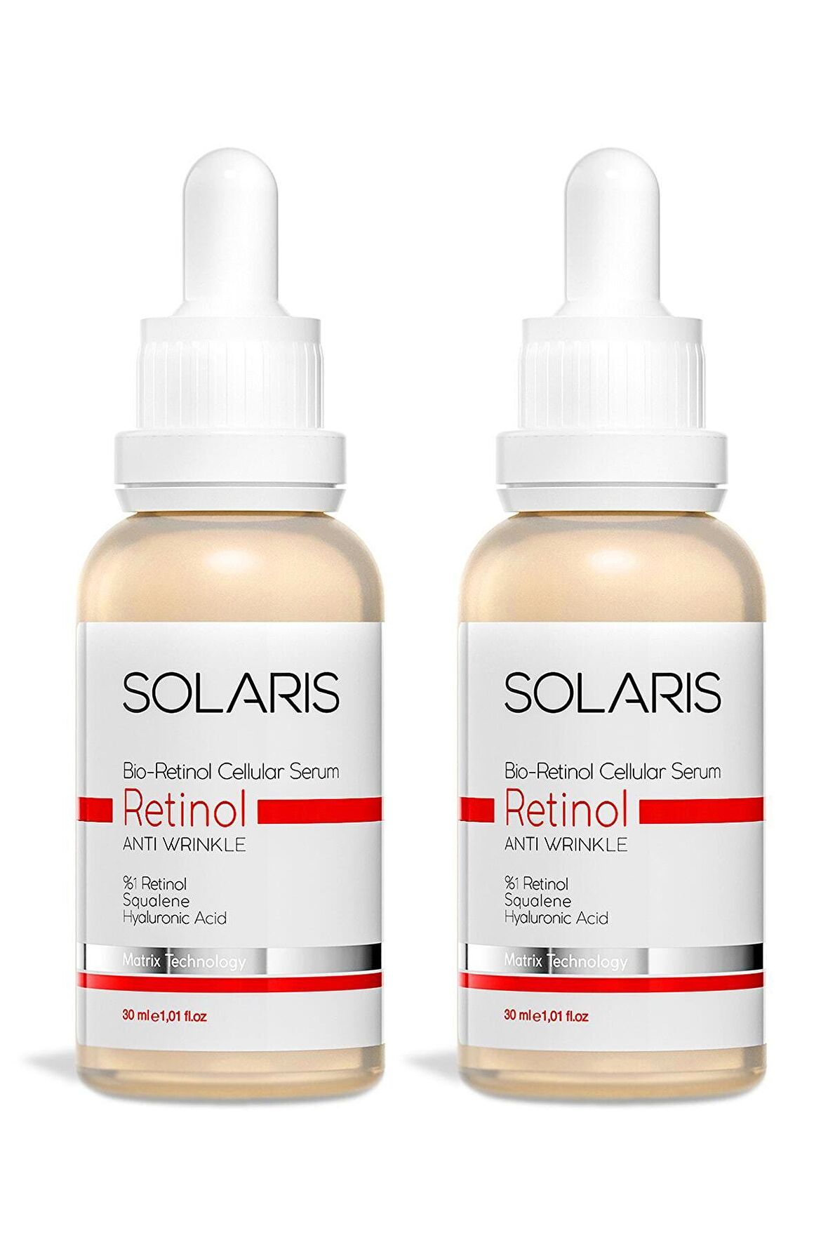 Solaris Onarıcı & Besleyici Retinol Cilt Bakım Serumu 30 ml x 2 Adet (1% Retinol ve Hyaluronic Acid)