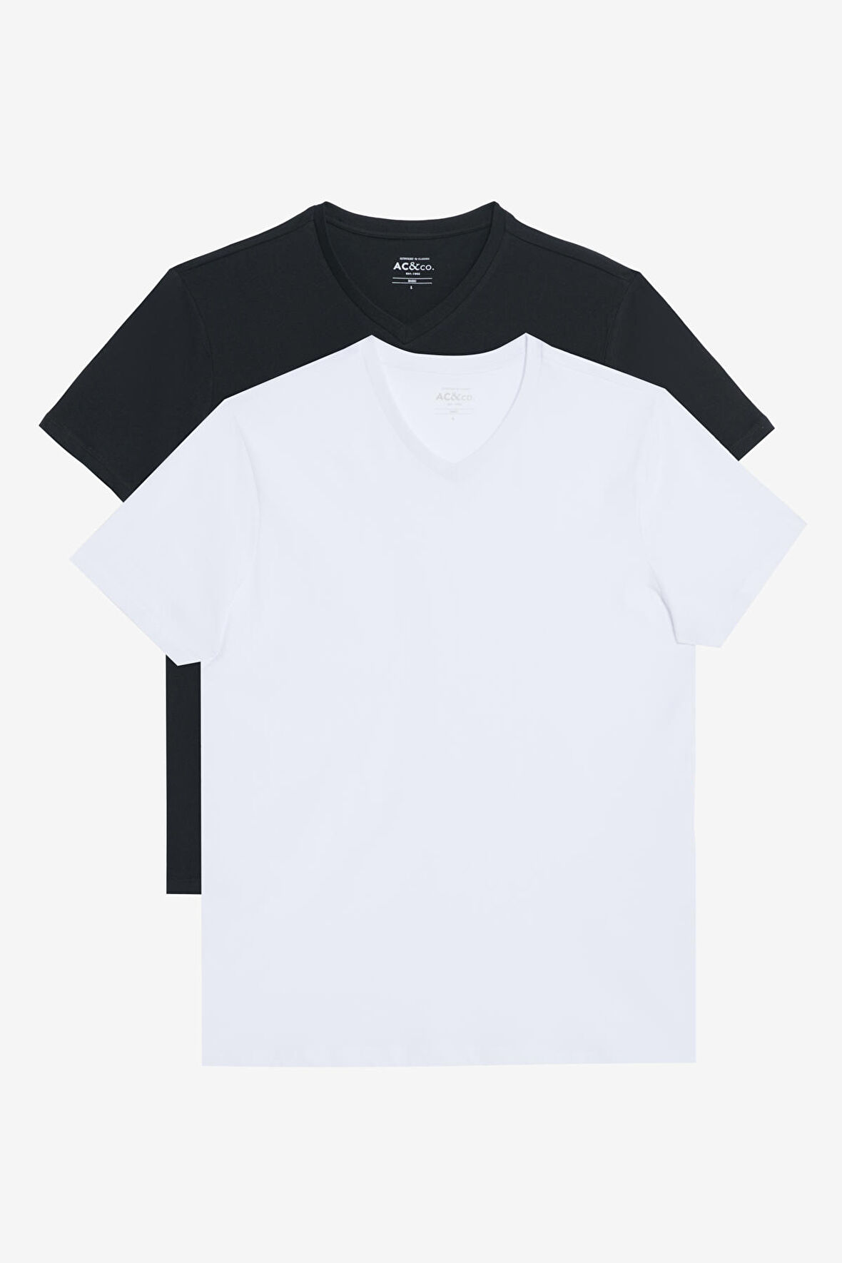 2'li Slim Fit Dar Kesim V Yaka %100 Pamuk Tişört