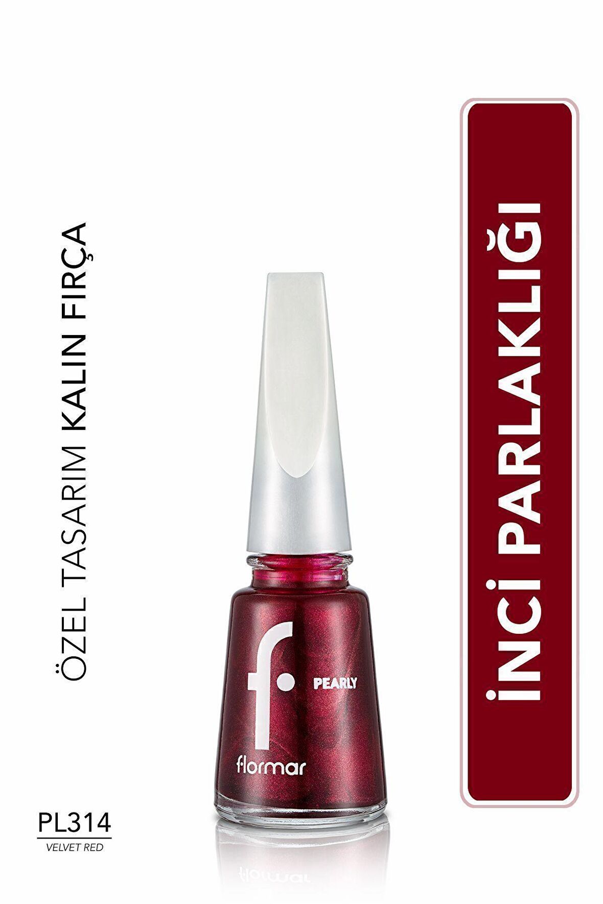 Flormar Sedefli Parlak Oje (BORDO) - Pearly Nail Enamel - Pl314 Velvet Red - 8682536035453