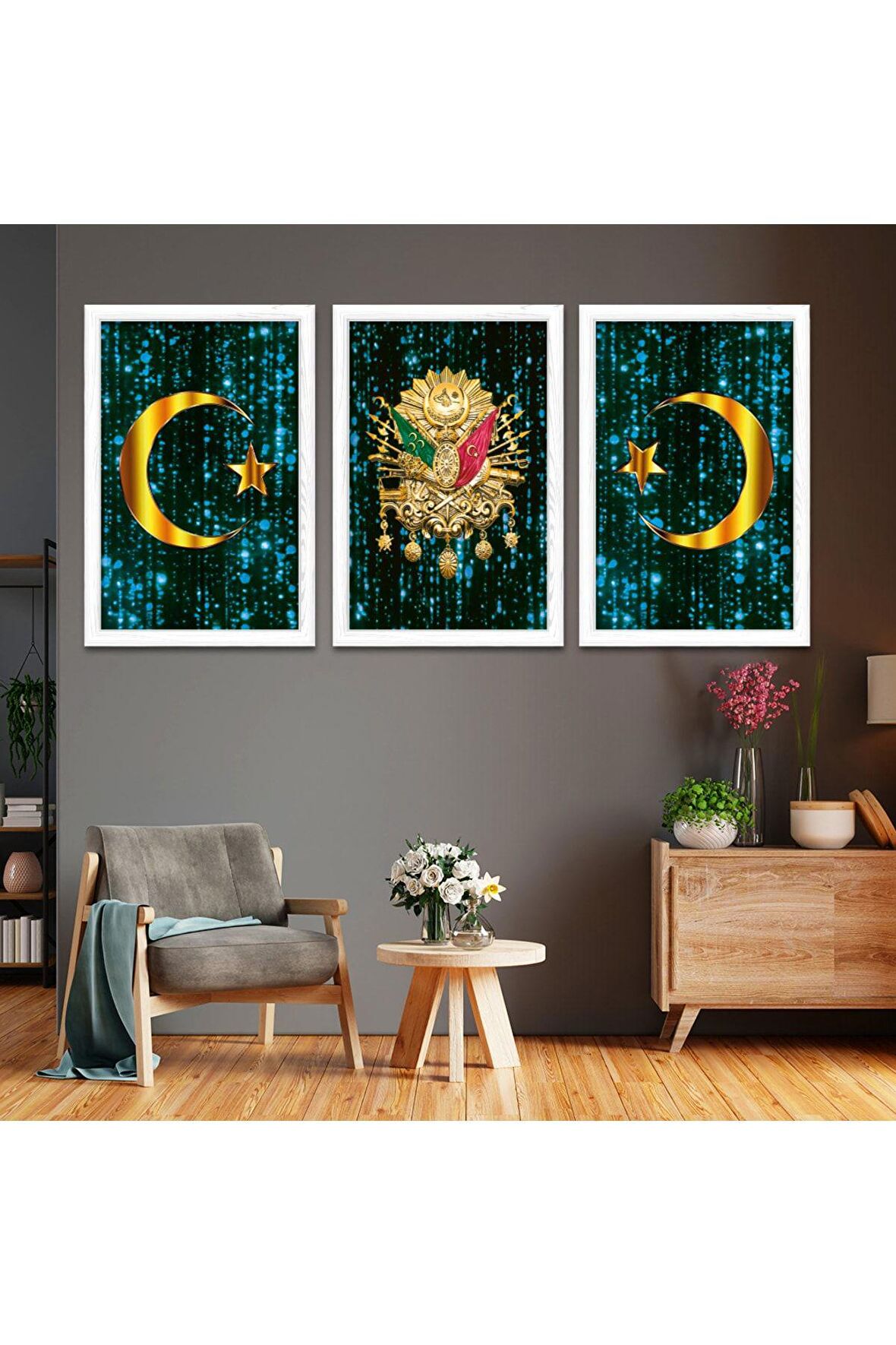 GÜMÜŞ AYNALI PLEKSİ ÇERÇEVELİ MODERN SANATSAL KAHVERENGİ BEYAZ SOYUT ÇİZİM TABLO