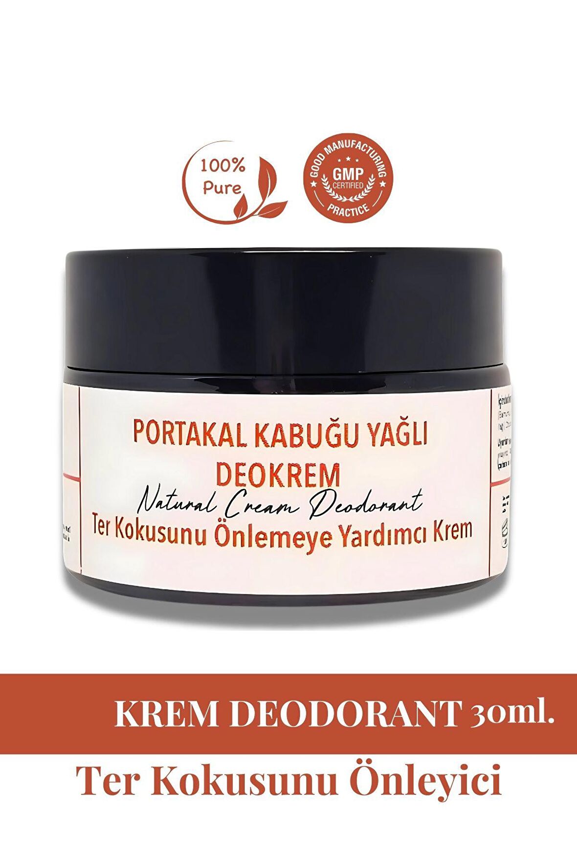 Portakal Kabuğu Yağlı Krem Deodorant 40 ml. %100 Doğal