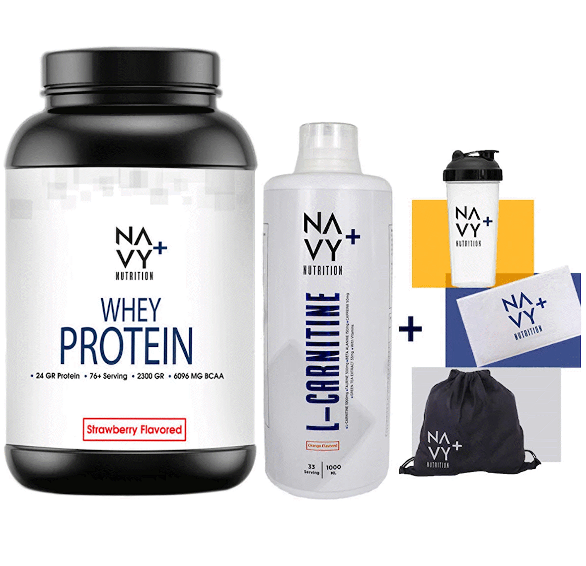 Navy Plus 2300 GR Whey Protein Tozu + 1000 ML L-Carnitine + Shaker + Çanta + Havlu