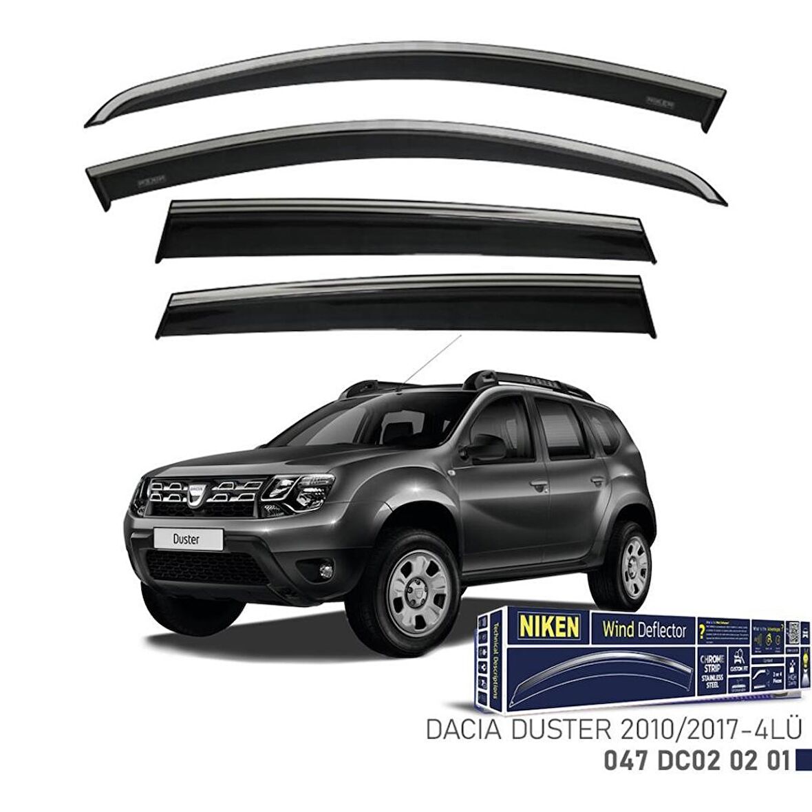 Dacia Duster Niken Kromlu Cam Rüzgarlığı 4lü Set 2010 2017