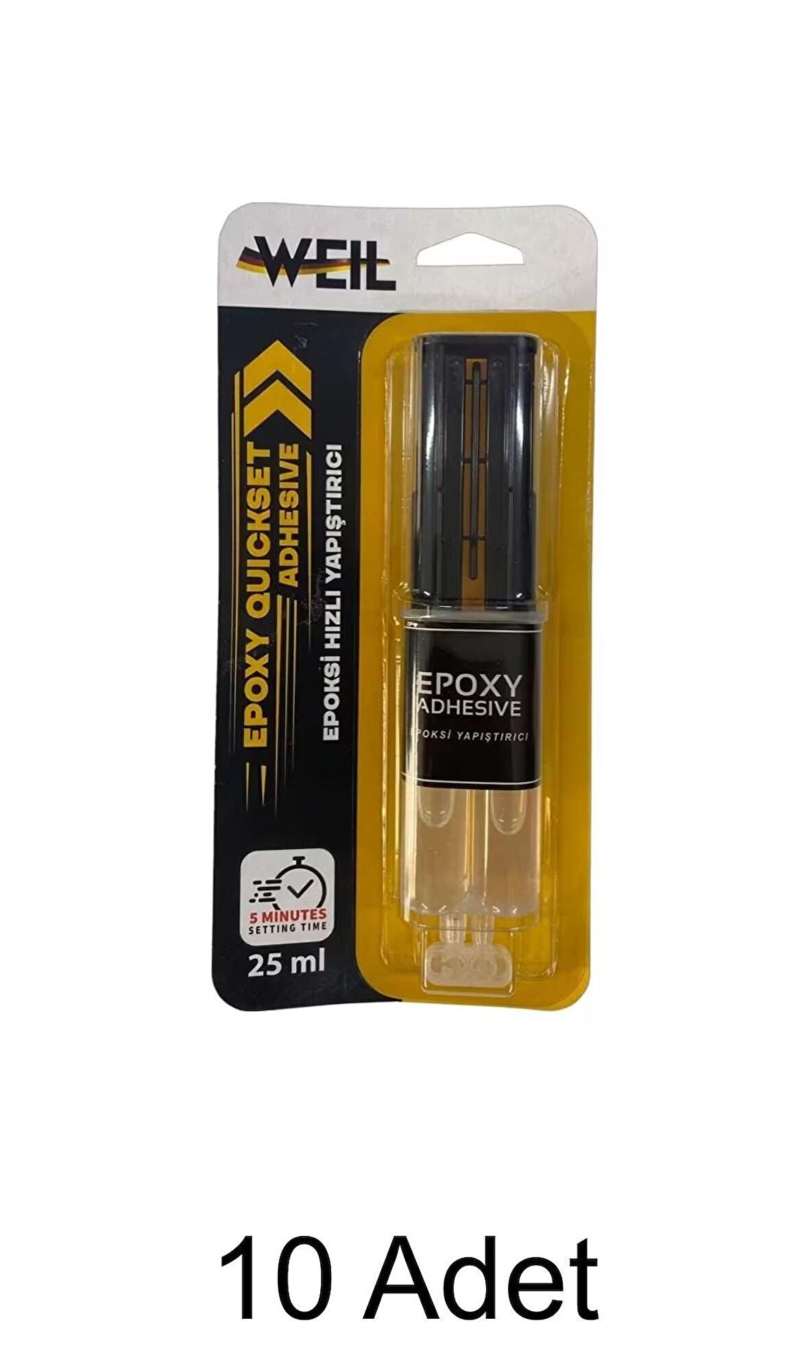 Epoksi Hızlı Yapıştırıcı 25 ml | Metal, Seramik, Ahşap, Cam, Plastik |Standlı Kutu 10 Adet