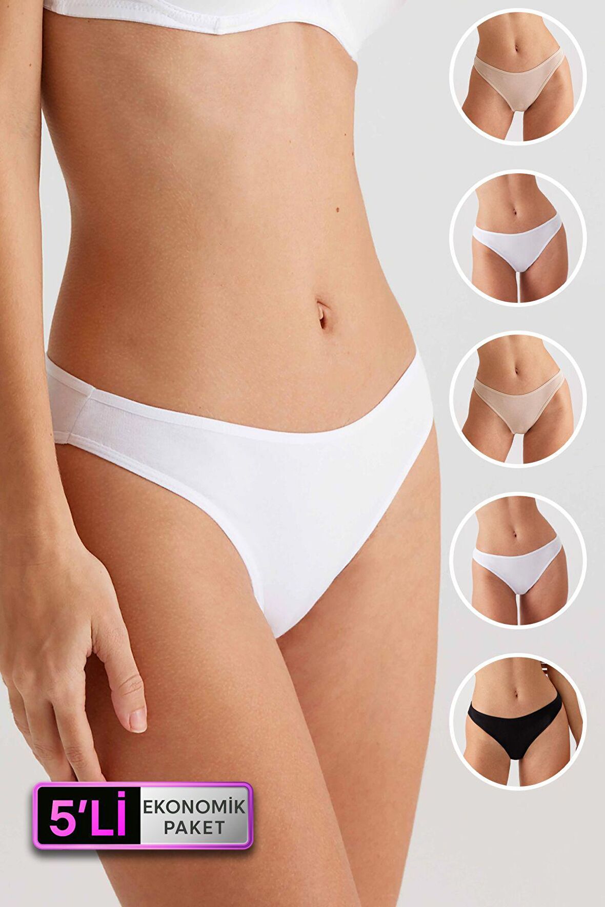 Pierre Cardin Kadın Karışık Renkli High Leg Brief 5'li Paket Külot 2057