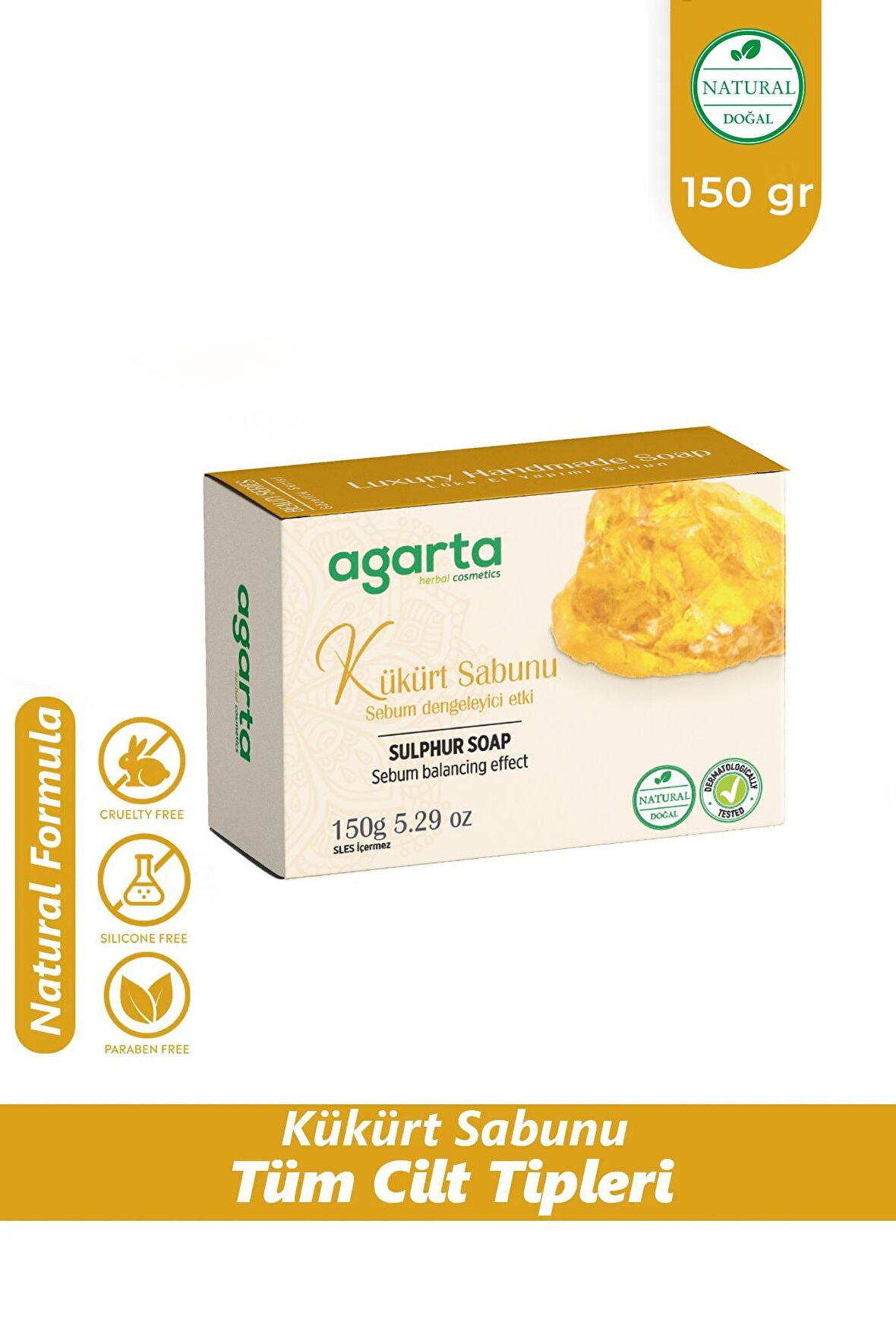 Agarta Doğal El Yapımı Kükürt Sabunu 150 gr