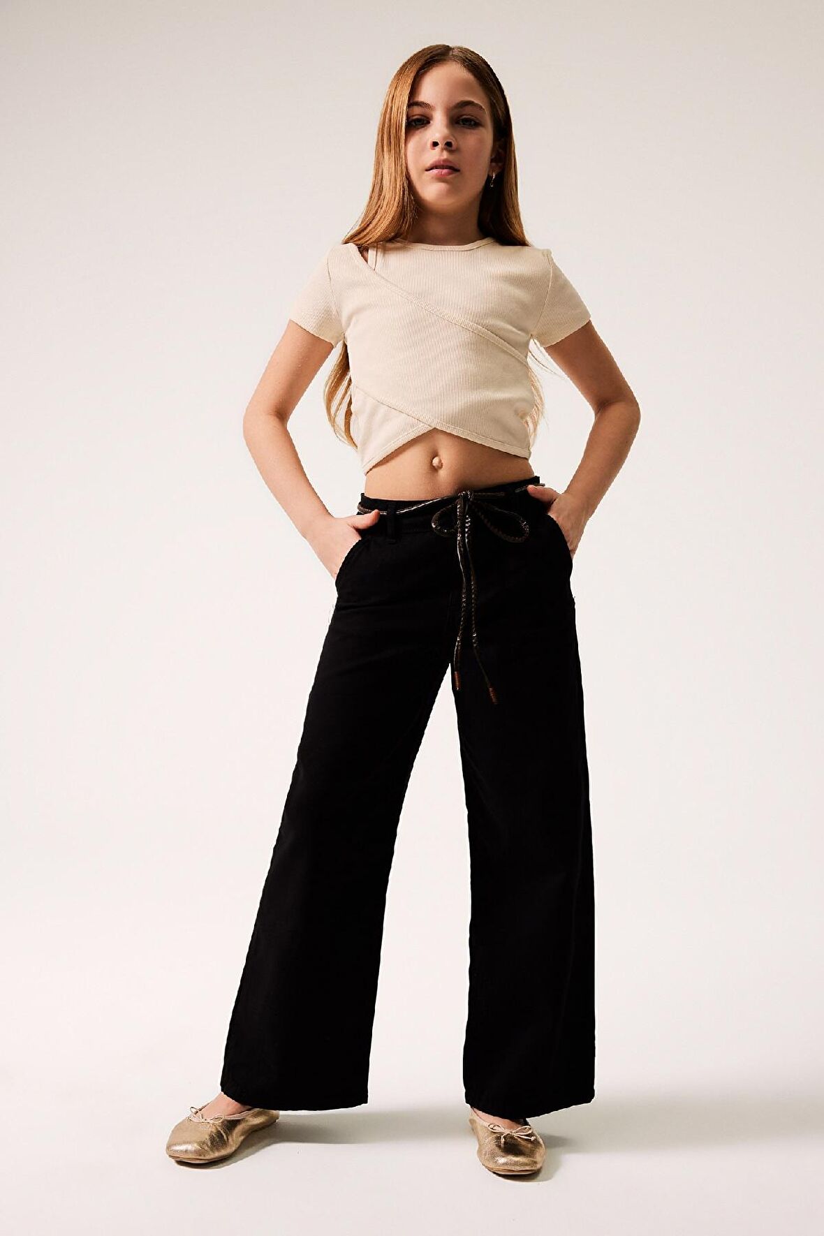 Kız Çocuk Wide Leg Geniş Paça Pamuklu Pantolon