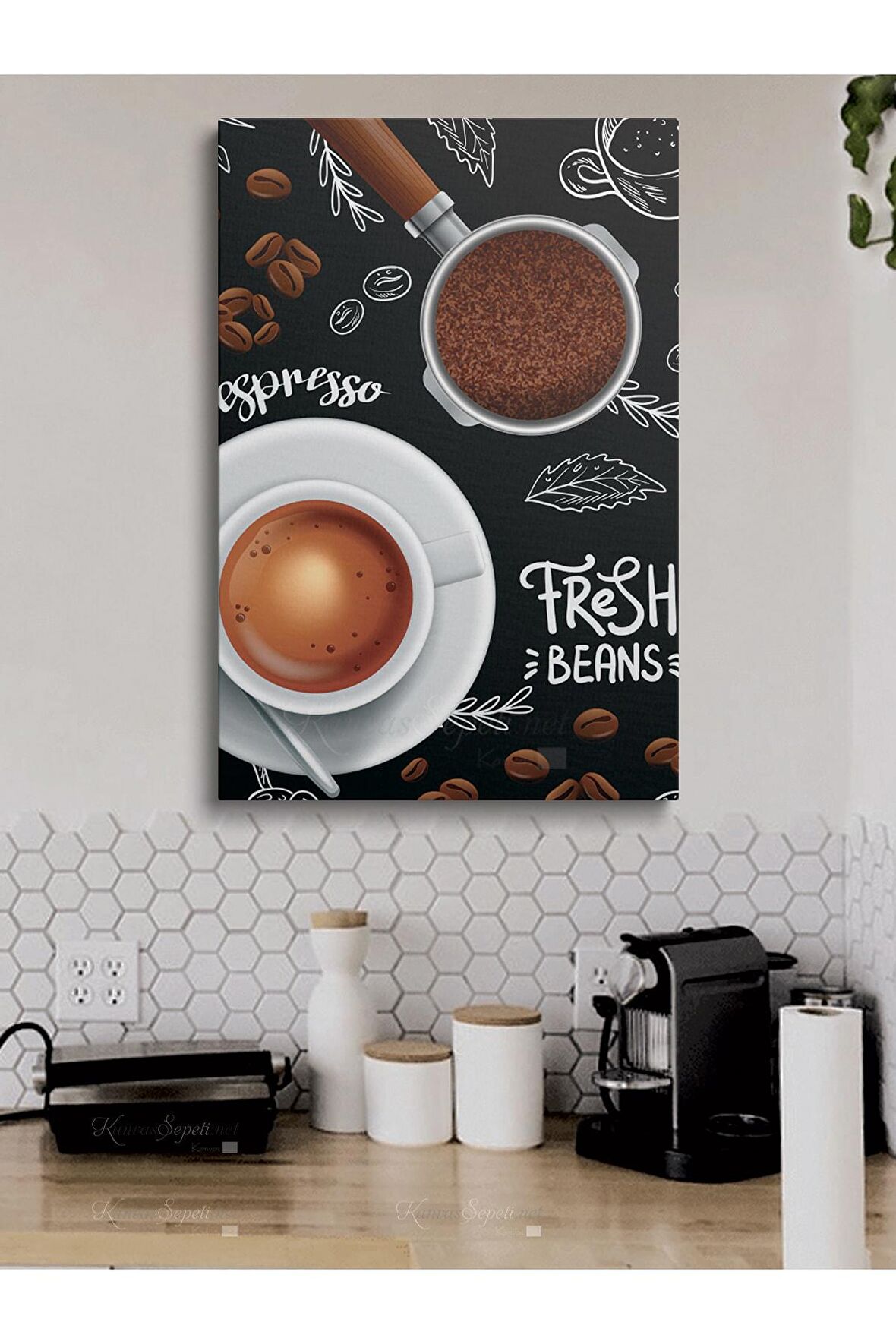Cafeler Kahve Büfe Büfeler Için Abstract Trend Dekoratif Kanvas Canvas Tablo