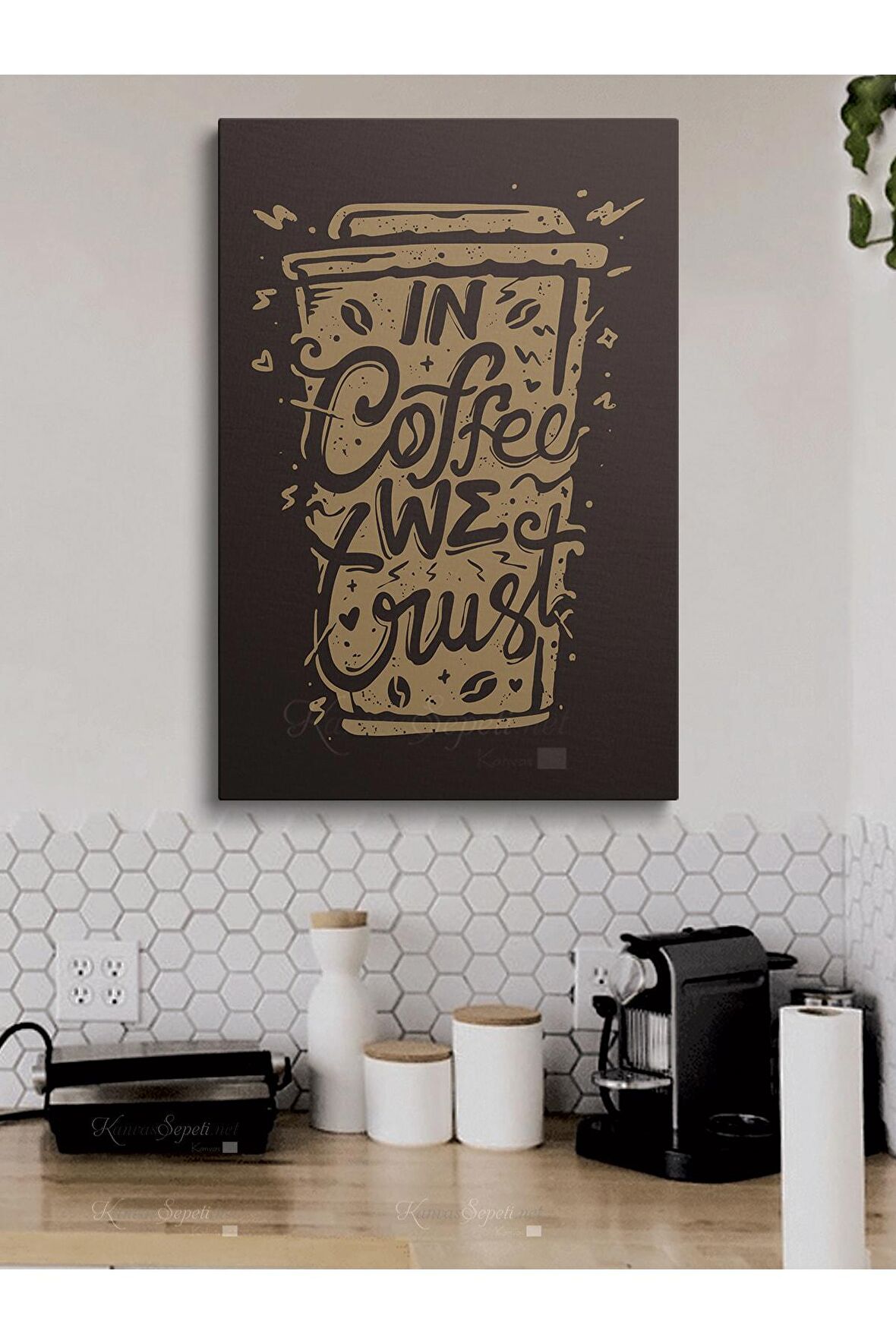 Cafeler Kahve Büfe Büfeler Için Abstract Trend Dekoratif Kanvas Canvas Tablo