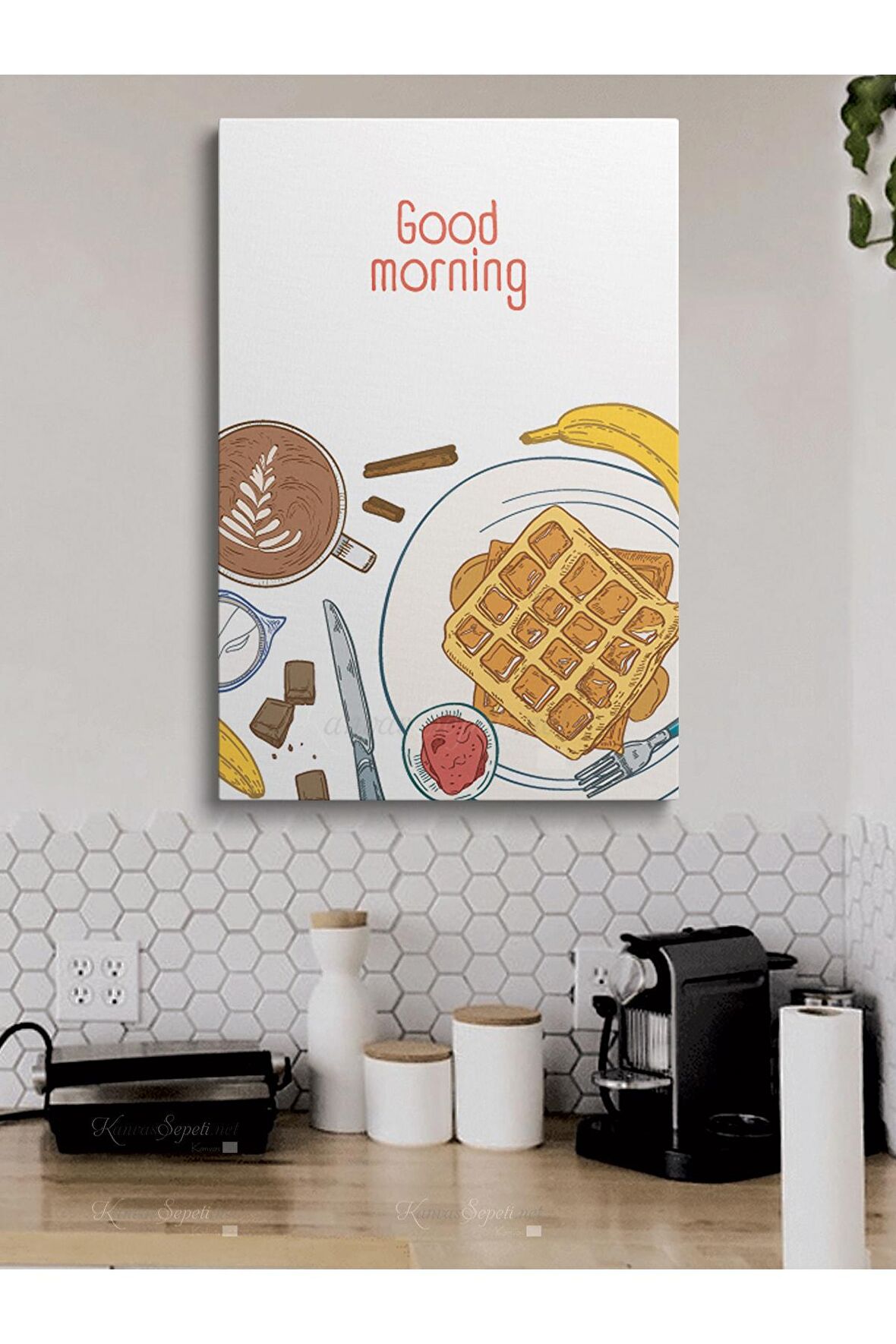 Cafeler Kahve Büfe Büfeler Için Abstract Trend Dekoratif Kanvas Canvas Tablo