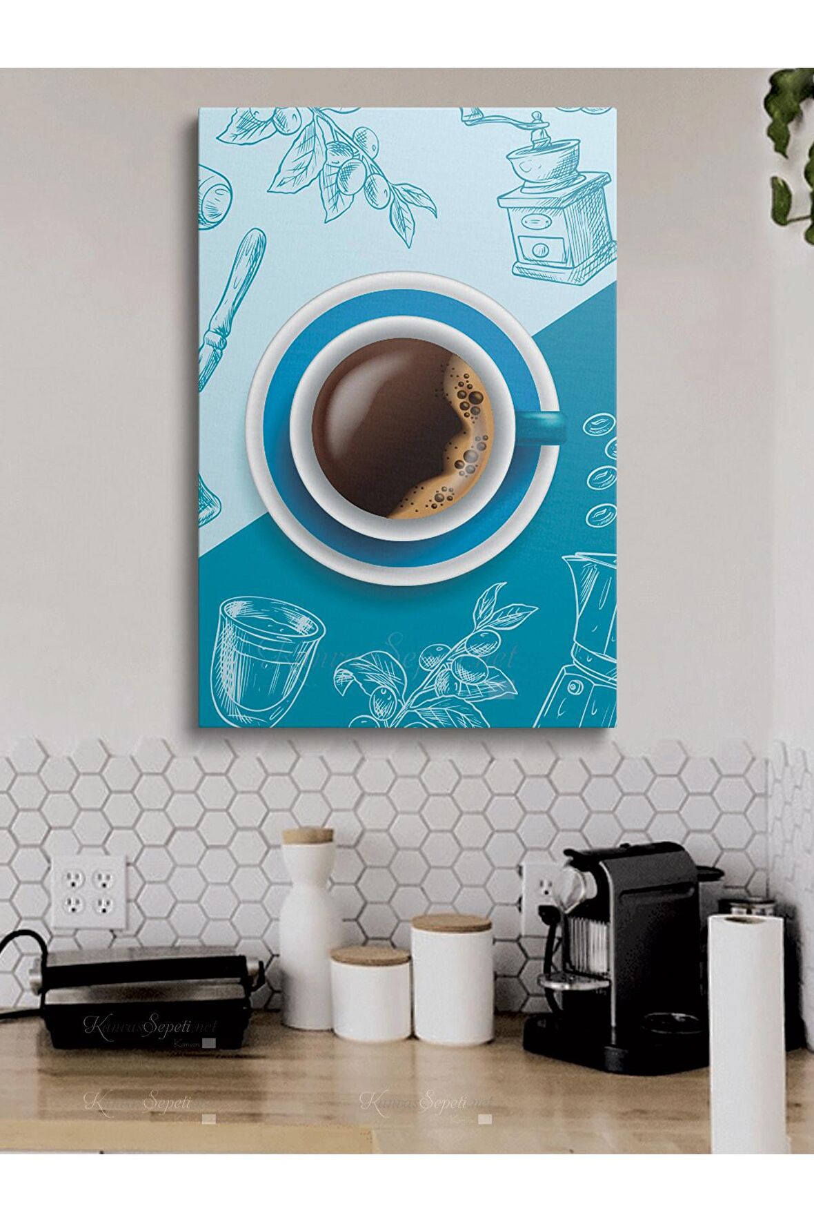 Cafeler Kahve Büfe Büfeler Için Abstract Trend Dekoratif Kanvas Canvas Tablo