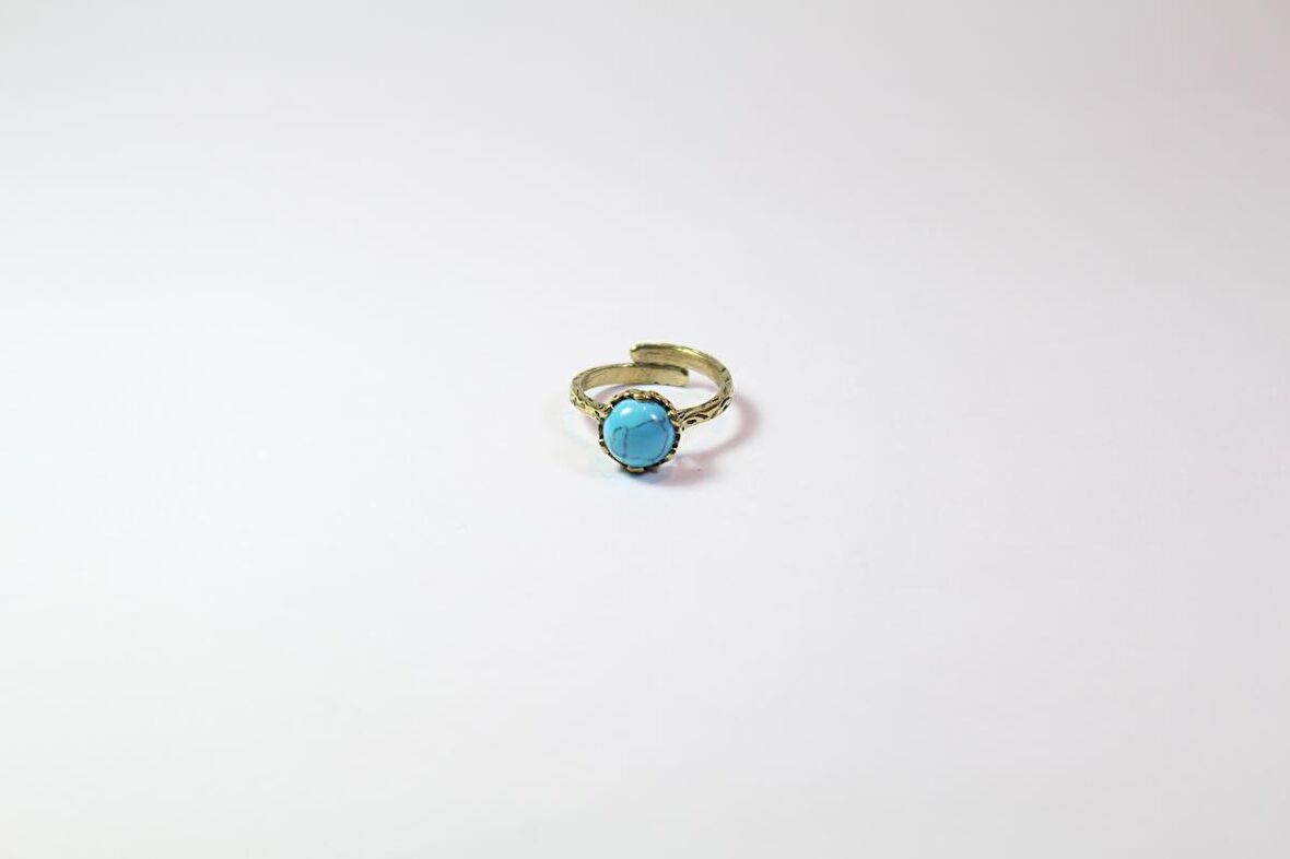 Doğal Taş Firuze Çıtır Doğal Taşlı Ayarlanabilir Yüzük