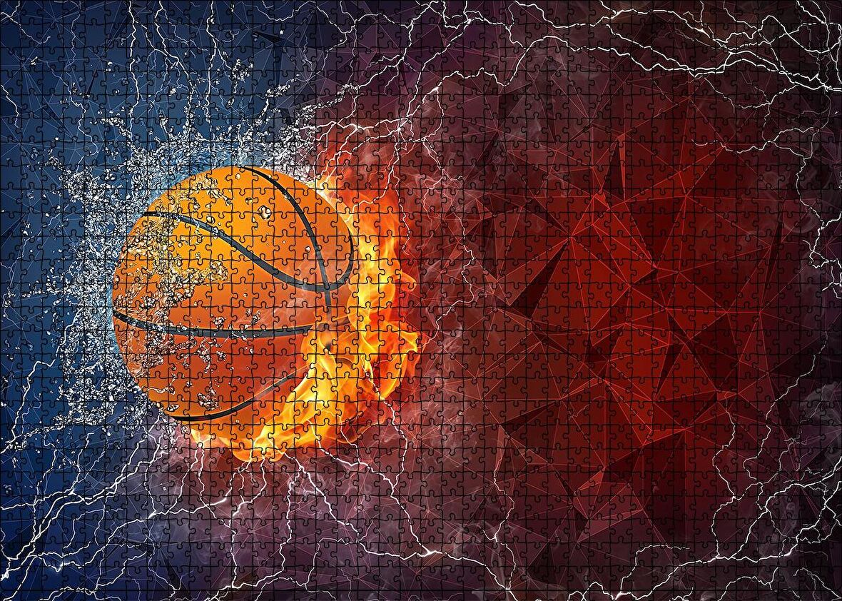 Cakapuzzle  Alev Buz Basketbol Topu Puzzle Yapboz MDF Ahşap