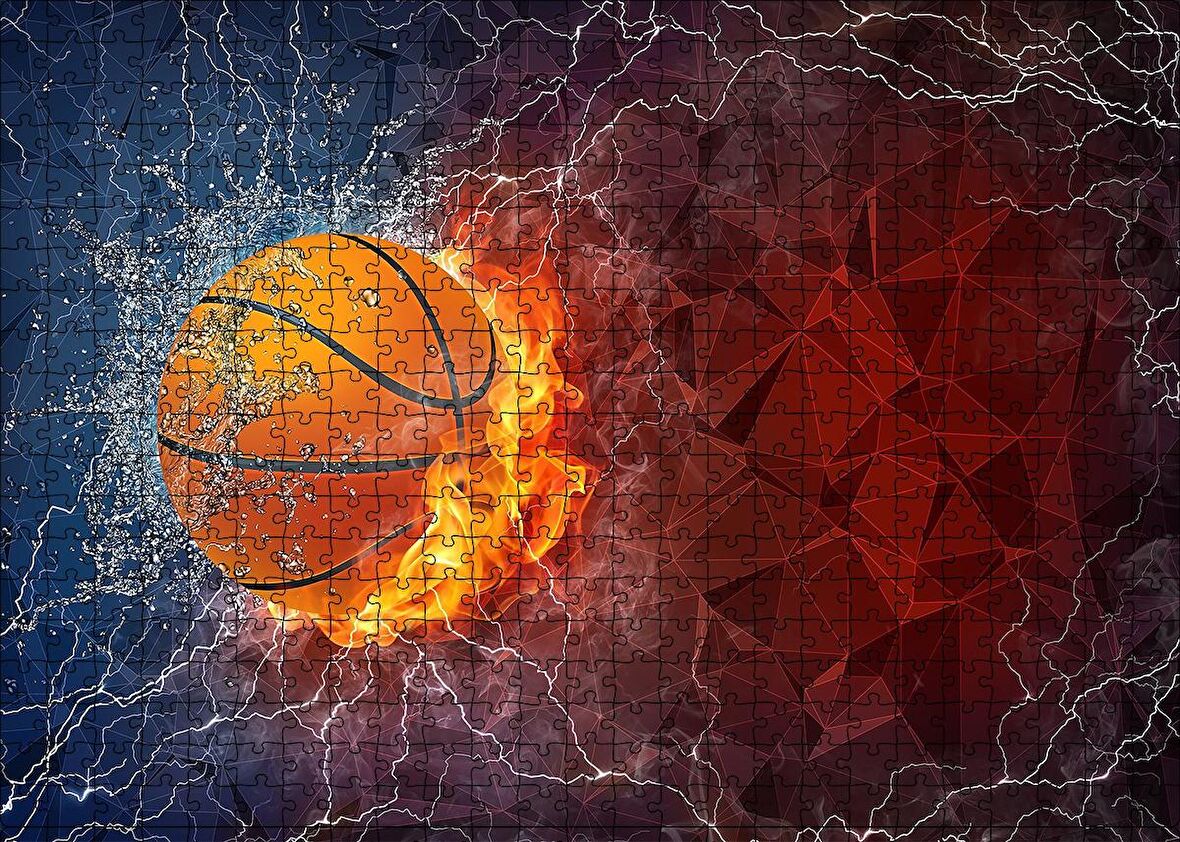 Cakapuzzle  Alev Buz Basketbol Topu Puzzle Yapboz MDF Ahşap