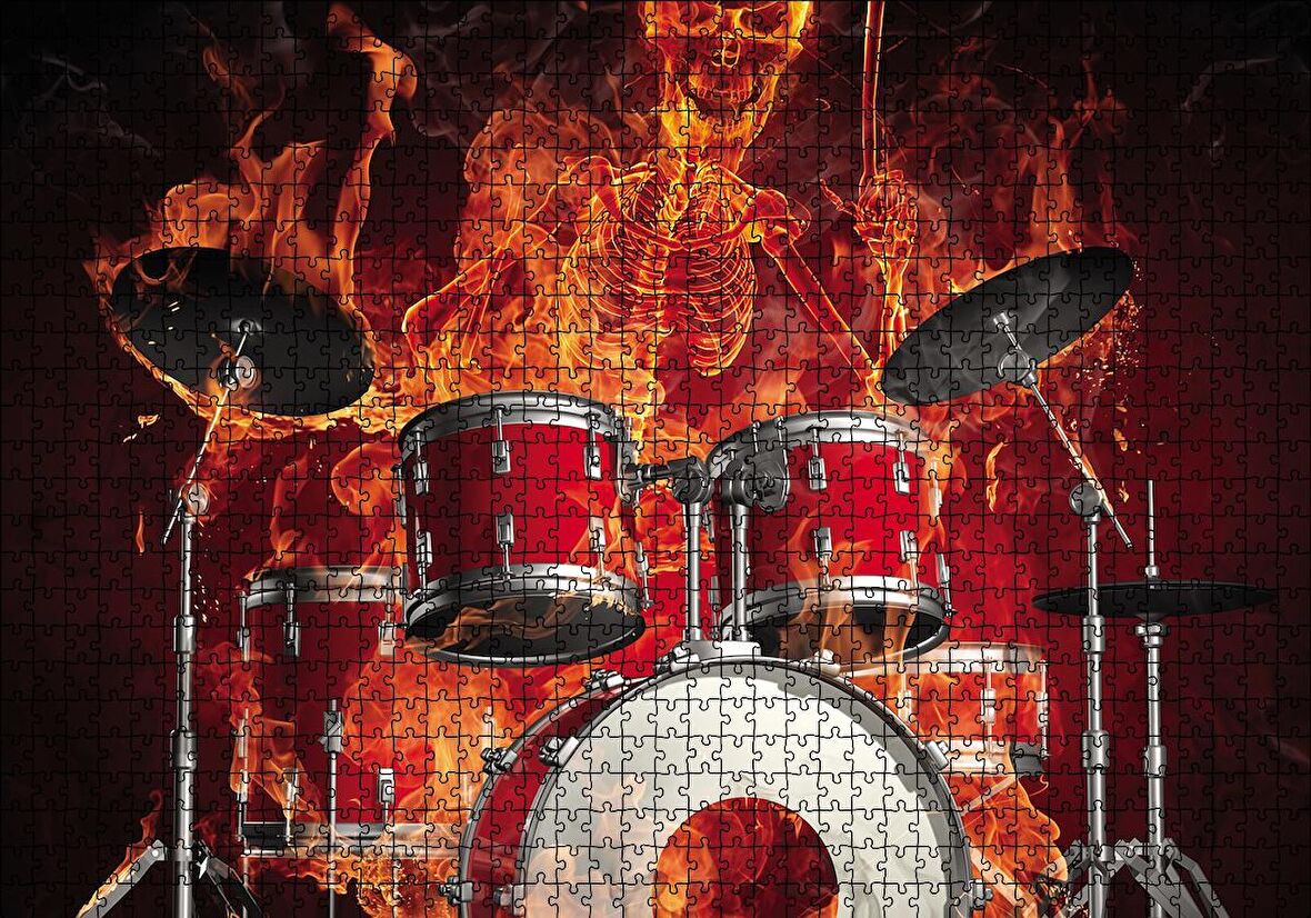 Cakapuzzle  Alevli İskelet Batari Puzzle Yapboz MDF Ahşap